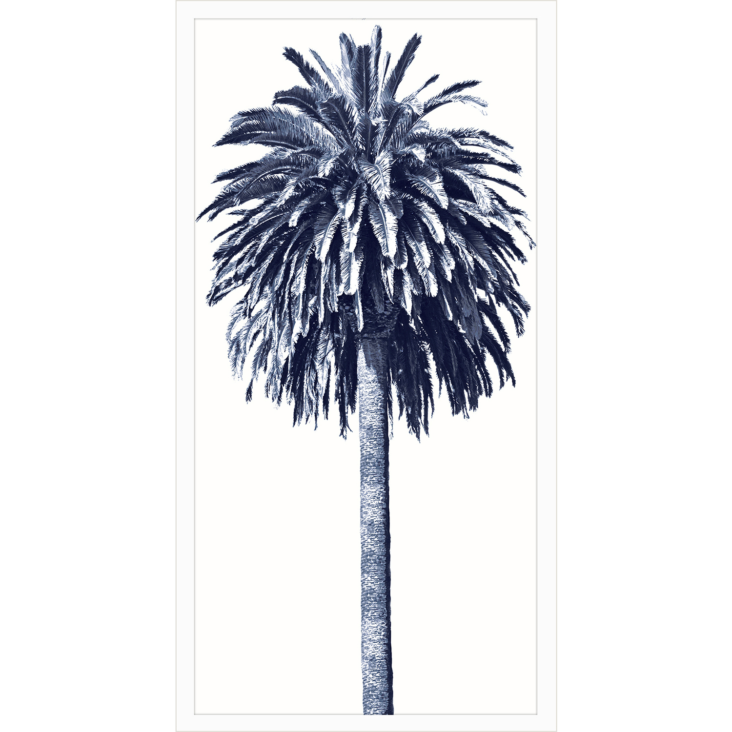 Palm Tree Blue Blue and White Framed Art