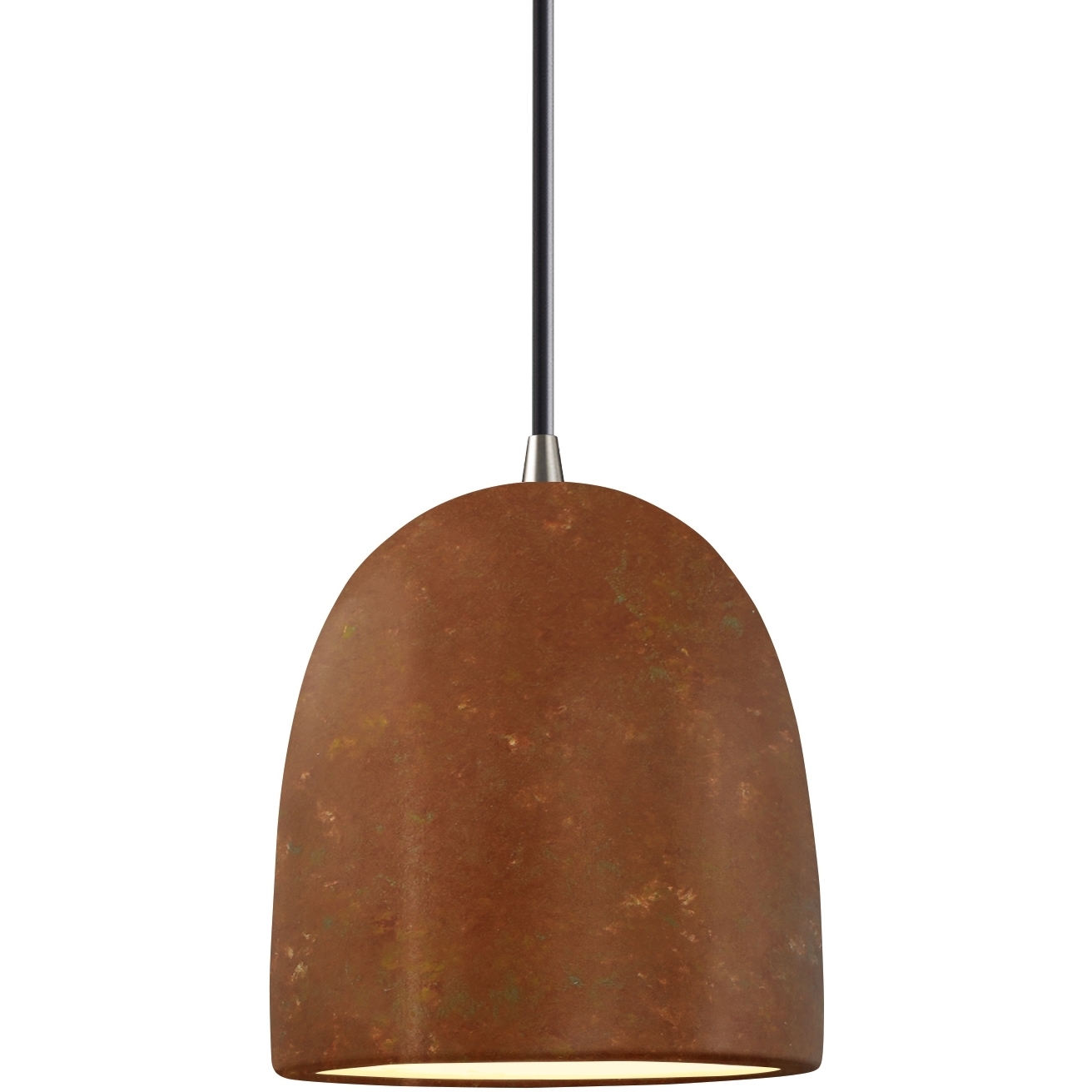 Radiance Collection - Bell Single Drop Pendant in Brushed Nickel, Replaceable Bulb, Rust Patina, Black, Form+Finish+Function