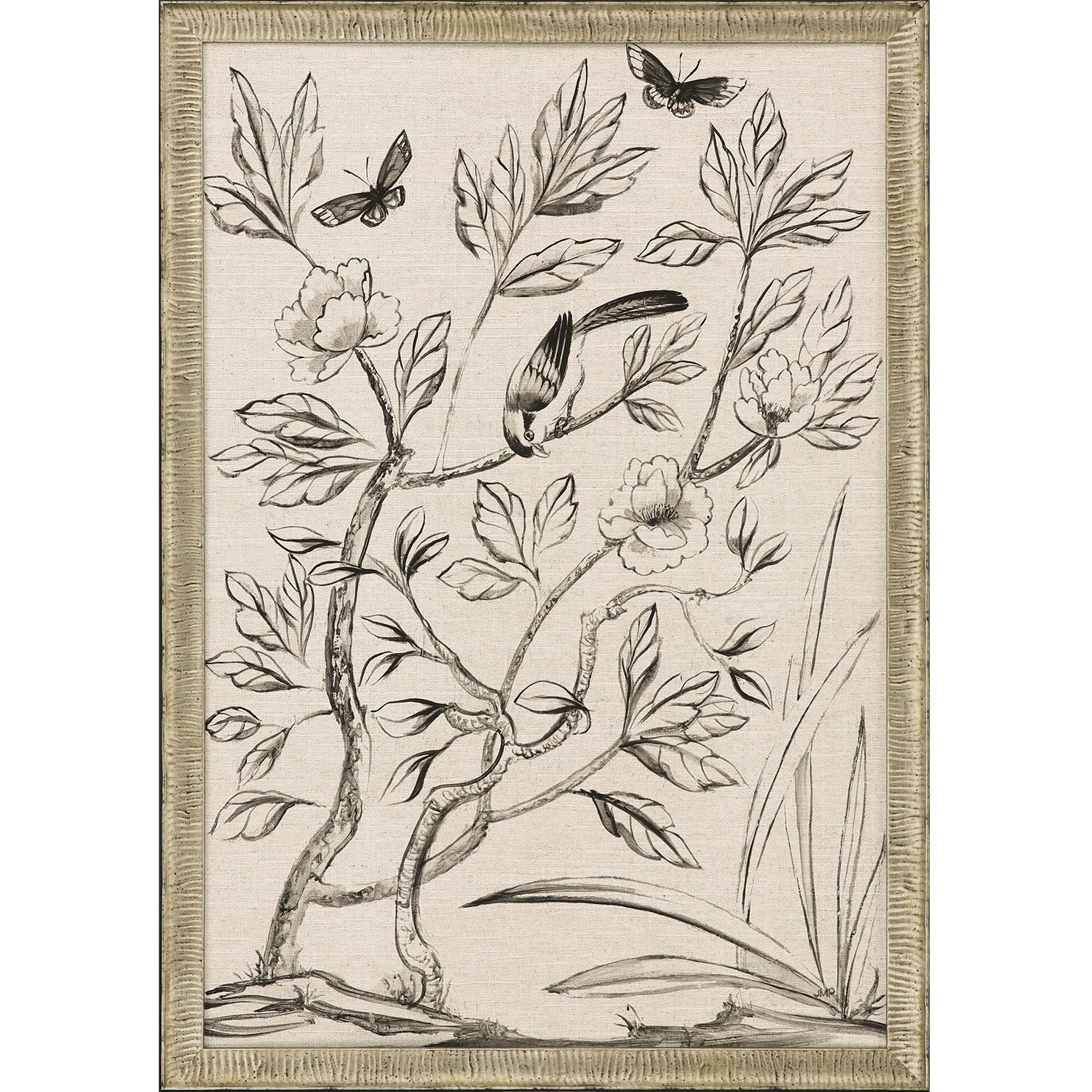 Shimmering Garden Neutral and Black and White Framed Art