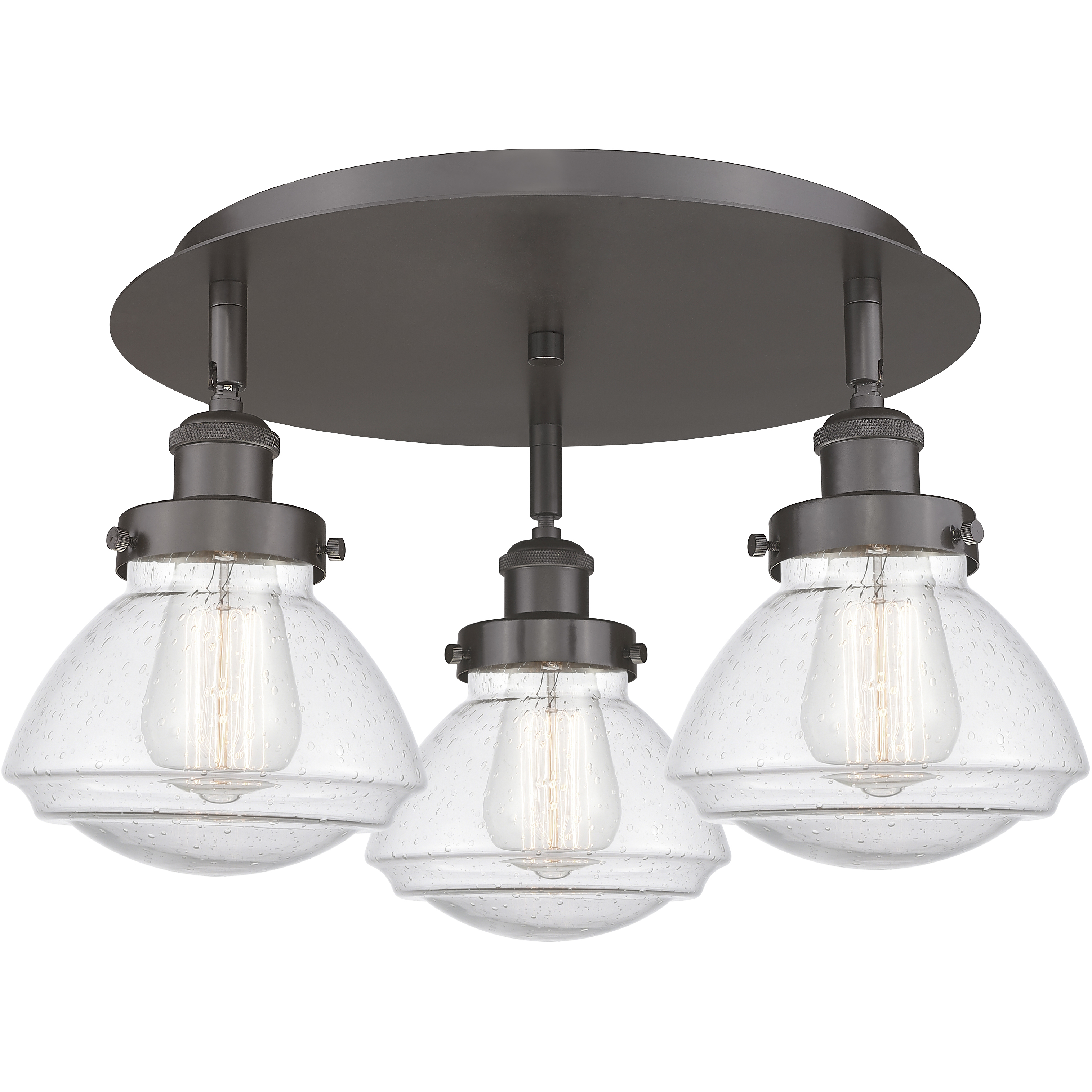 Olean 3 Light 18.25 inch Oil Rubbed Bronze Flush Mount Ceiling Light in Seedy