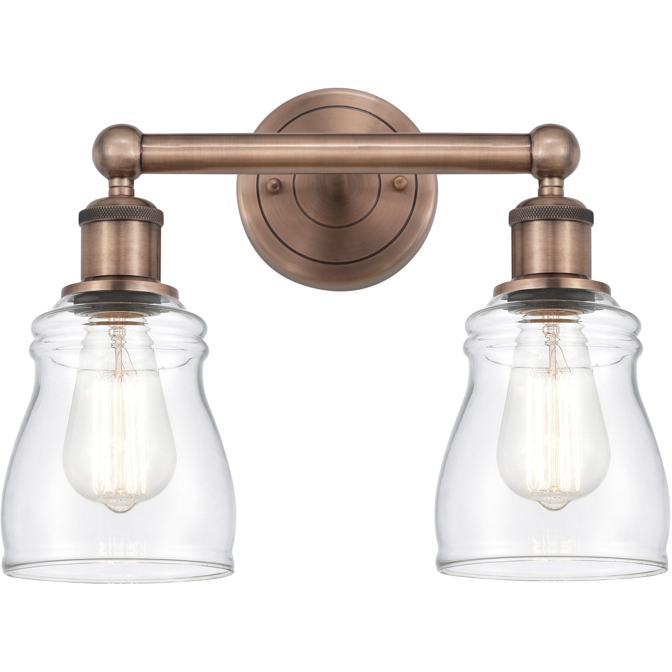 Ellery 2 Light 13.75 inch Antique Copper Bath Vanity Light Wall Light in Clear
