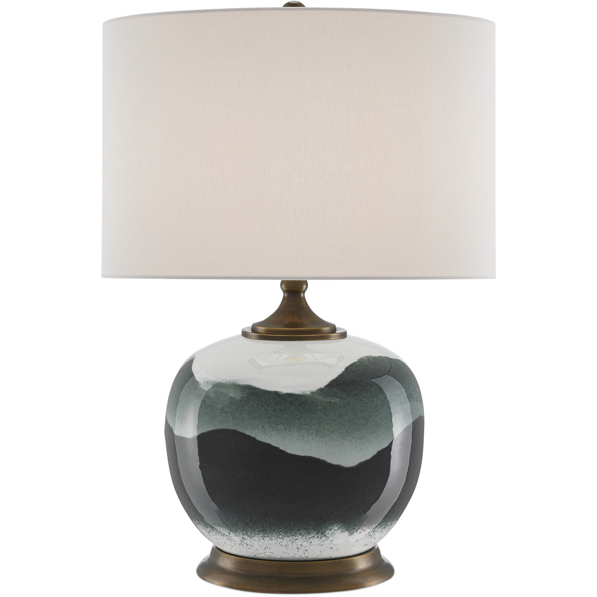 Boreal 25 inch 150 watt White and Green and Antique Brass Table Lamp Portable Light