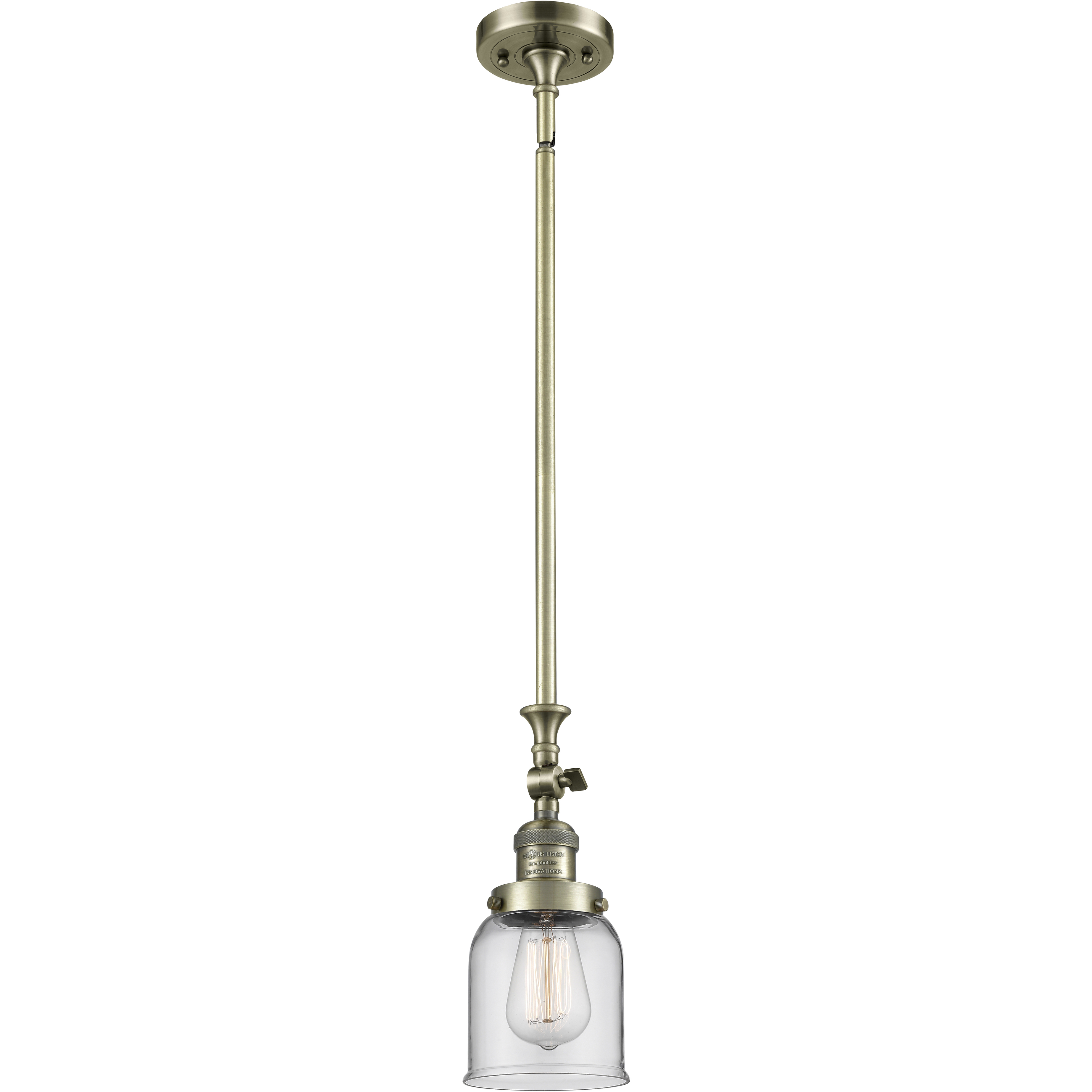 Franklin Restoration Bell 1 Light 5 inch Antique Brass Mini Pendant Ceiling Light in Incandescent, Clear, Franklin Restoration