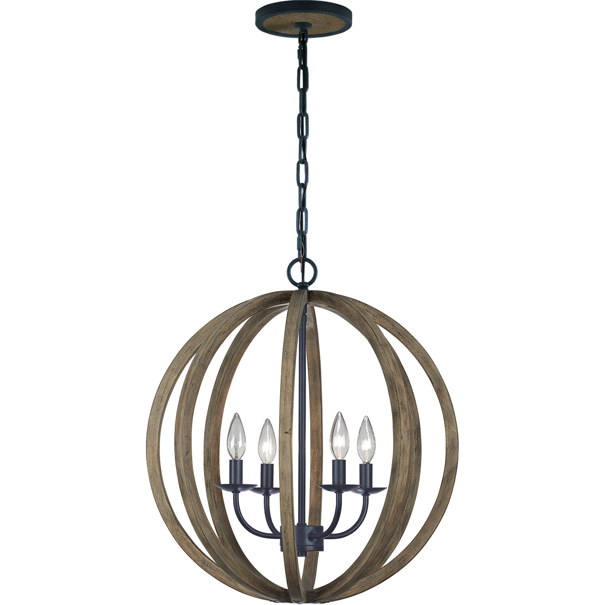 Sean Lavin Allier 4 Light 20.5 inch Weathered Oak Wood / Antique Forged Iron Pendant Ceiling Light