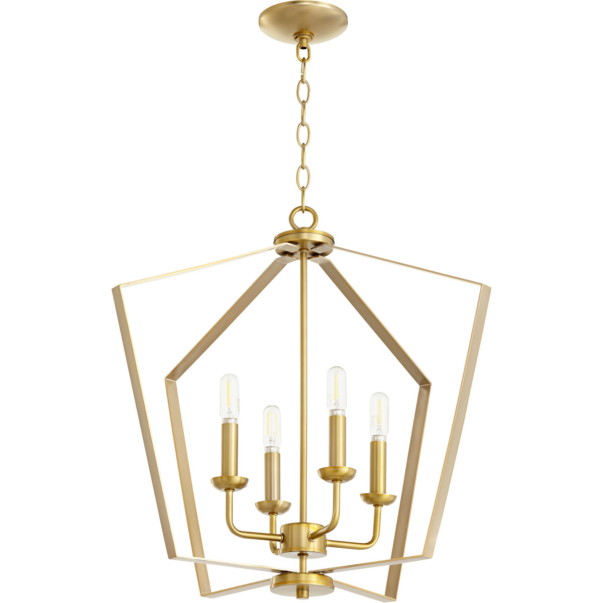 Fort Worth 4 Light 23 inch Aged Brass Mini Chandelier Ceiling Light, Quorum Home