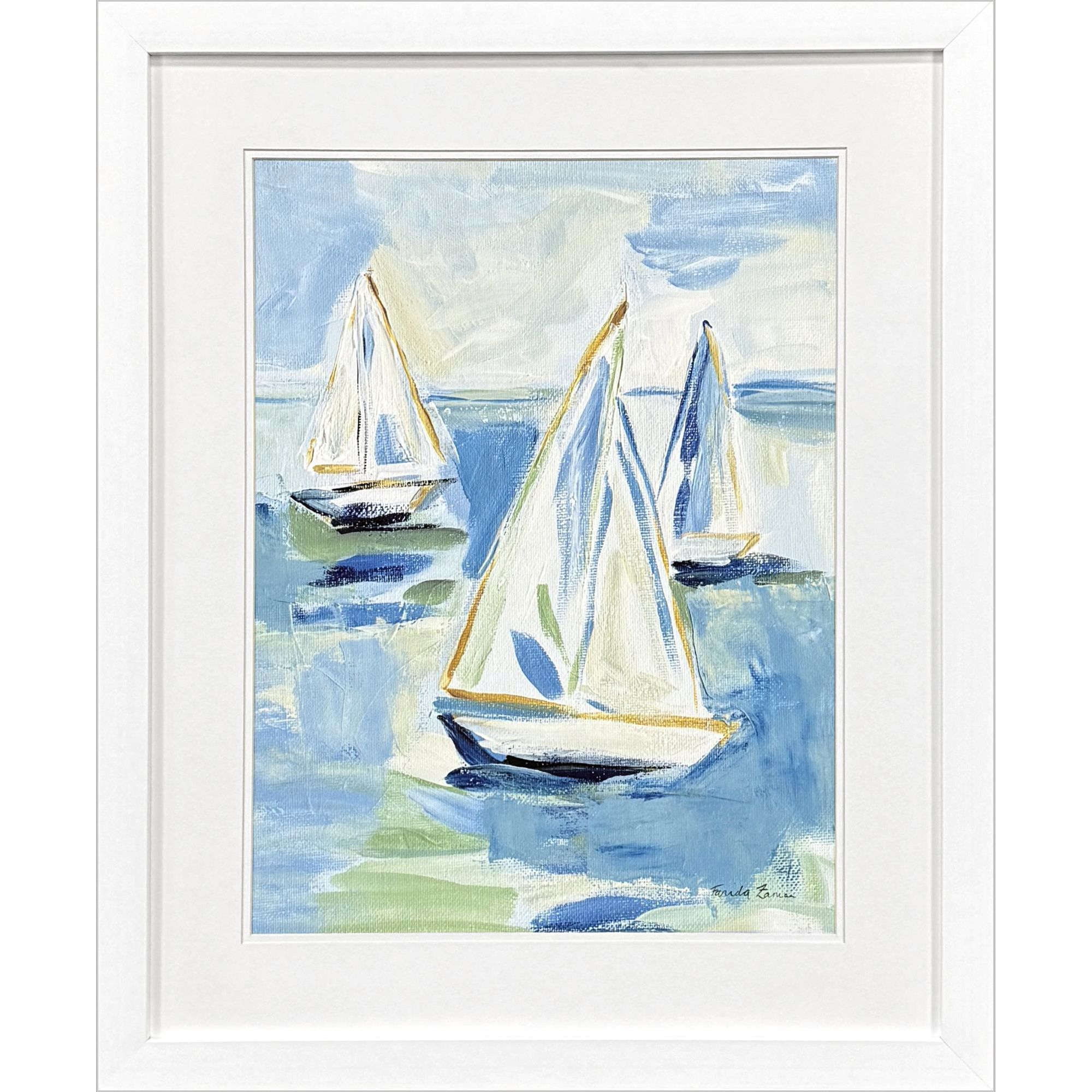 Setting Sail Blue and Green and Yellow Framed Art, Propac