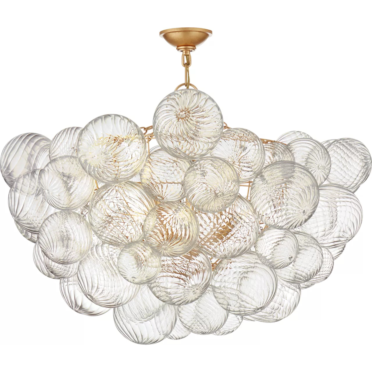 Julie Neill Talia 8 Light 33 inch Gild and Clear Swirled Glass Semi-Flush Mount Ceiling Light