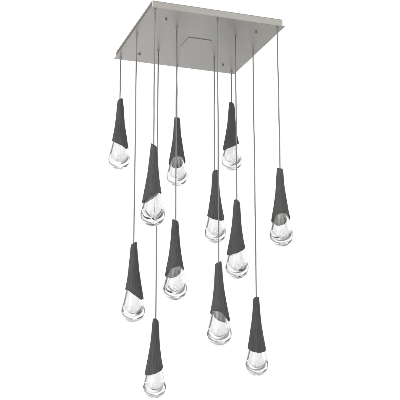 Hailstone LED 32.5 inch Metallic Beige Silver with Charcoal Multi-Pendant Ceiling Light