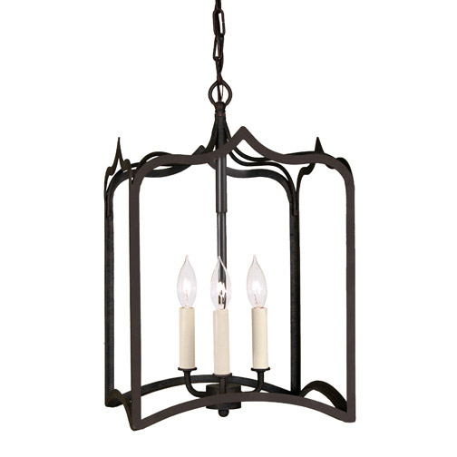 Gothic 3 Light 12 inch Matte Black Foyer Lantern Ceiling Light