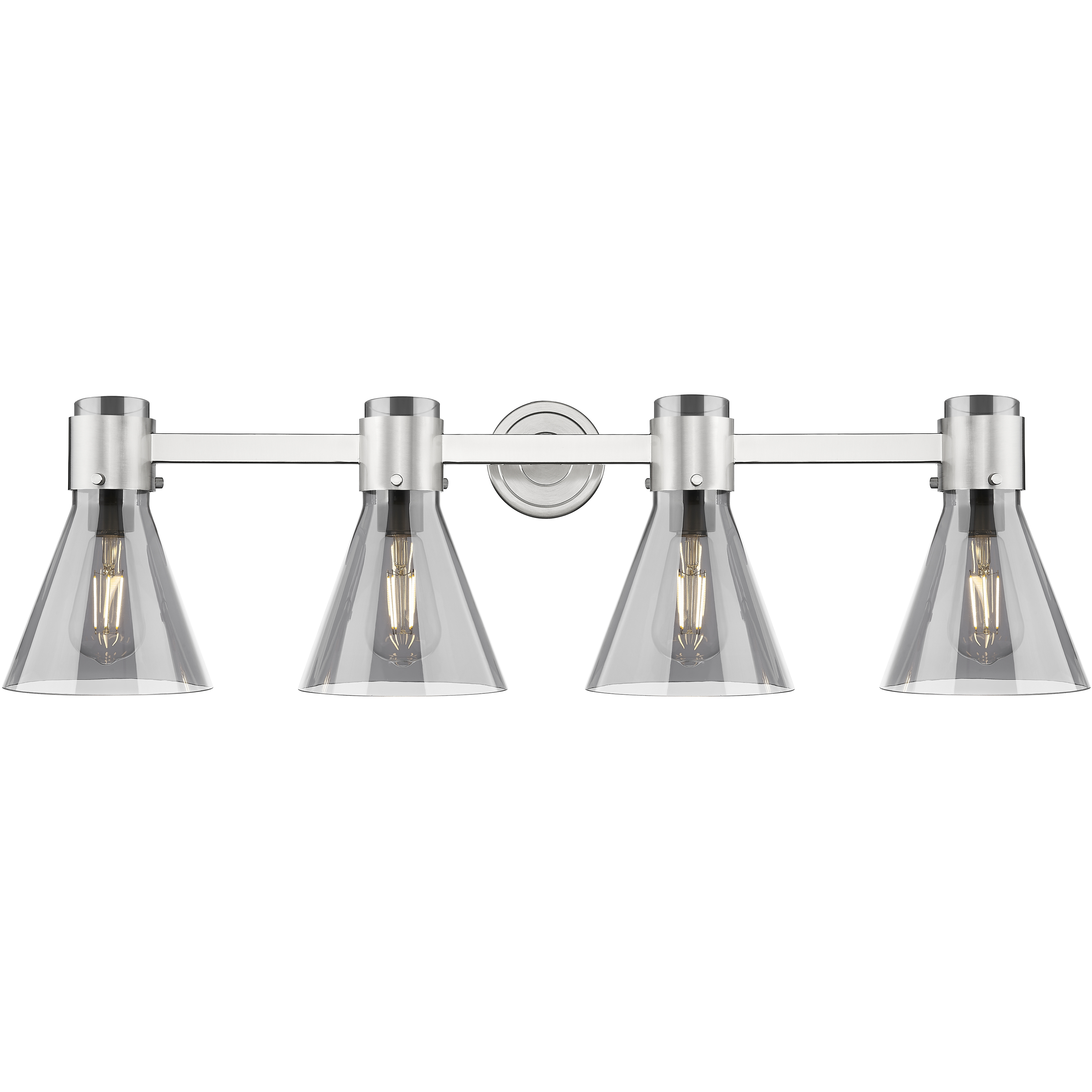 Lawton Cone 4 Light 34 inch Satin Nickel Bath Vanity Light Wall Light in Light Smoke Glass