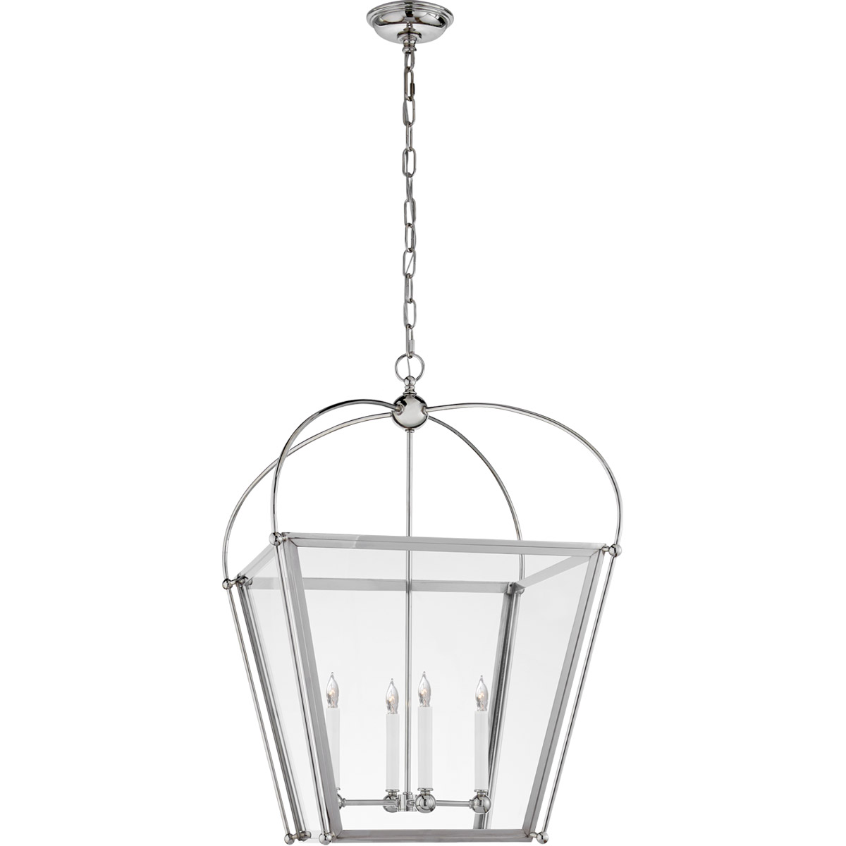 Chapman & Myers Riverside 4 Light 21 inch Polished Nickel Square Lantern Pendant Ceiling Light, Medium