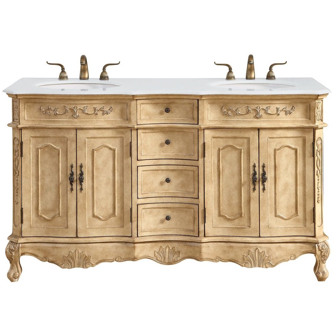 Danville 60 X 21 X 36 inch Antique Beige Vanity Sink Set