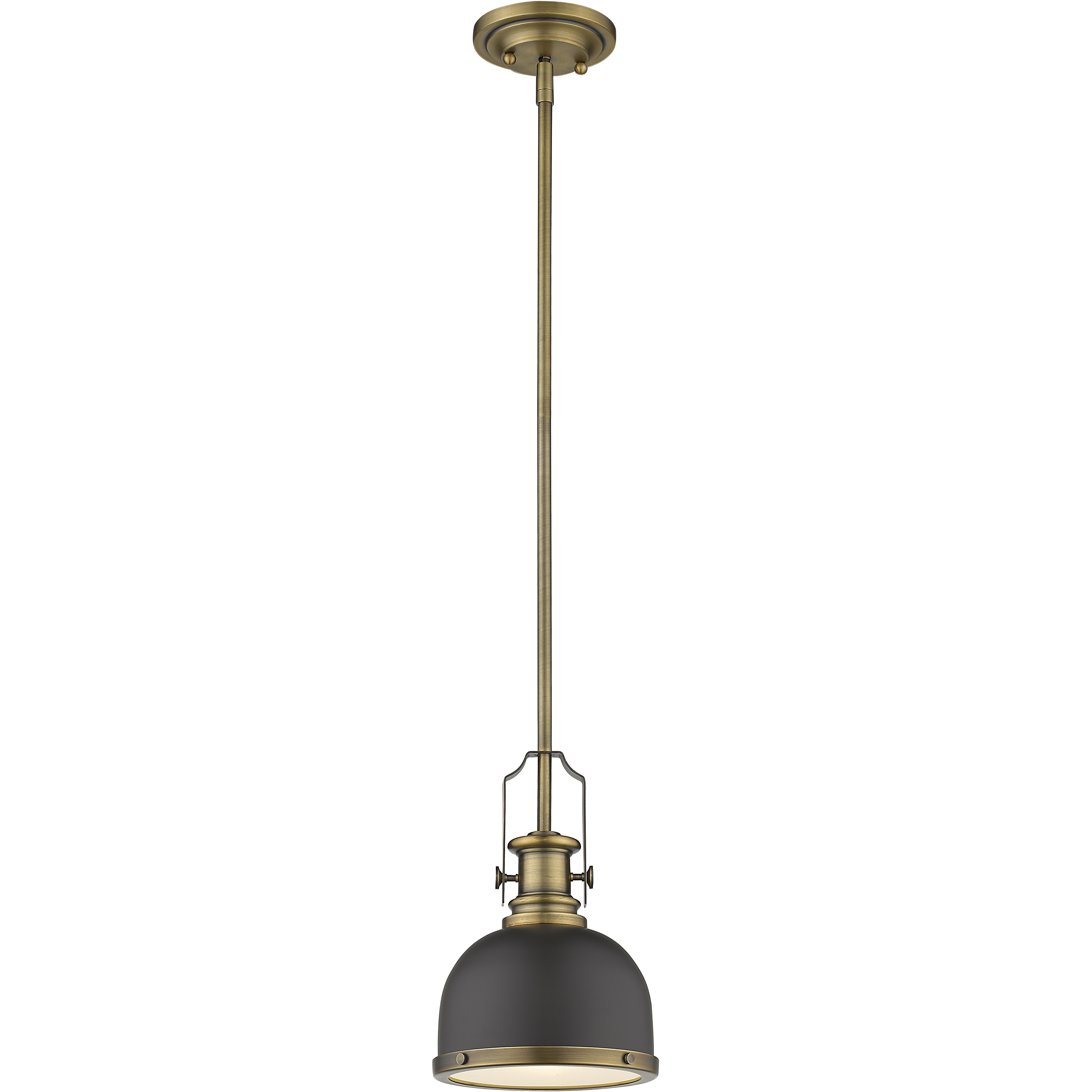 Melange 1 Light 8.25 inch Bronze and Heritage Brass Pendant Ceiling Light in Bronze Metal and Glass