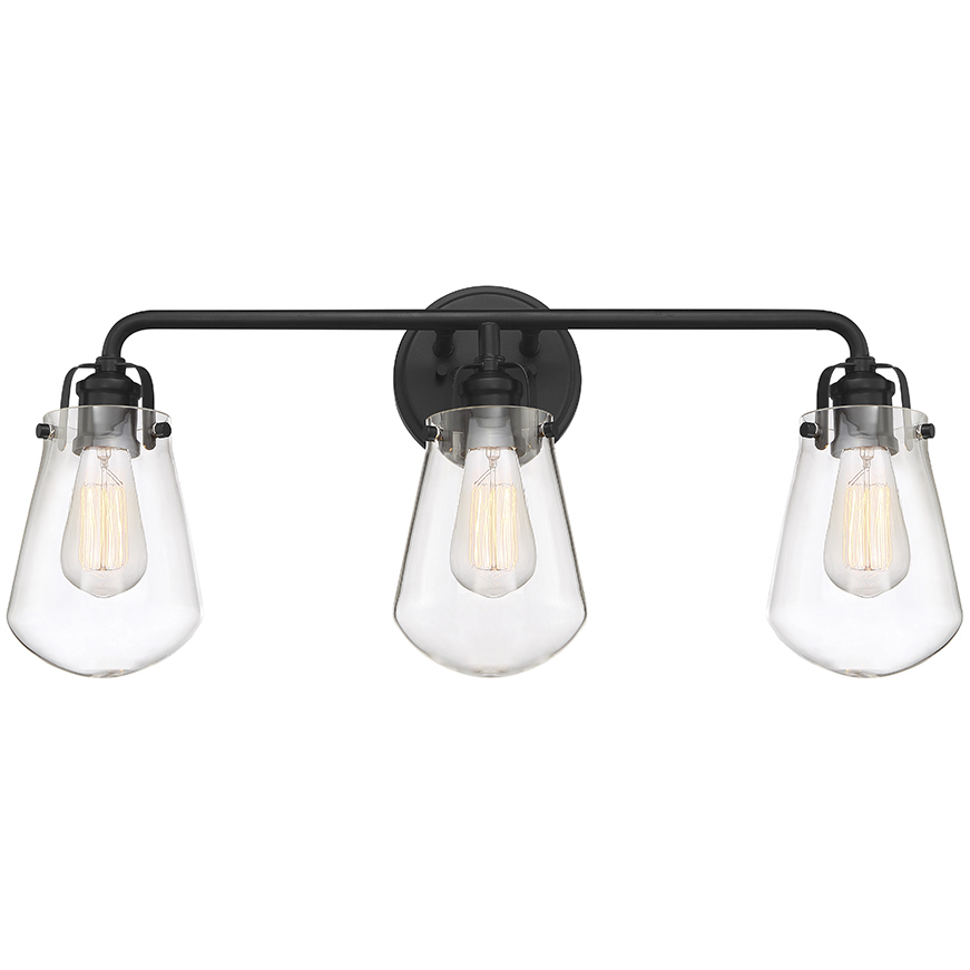 Elliott 3 Light 24 inch Matte Black Bath Bar Wall Light