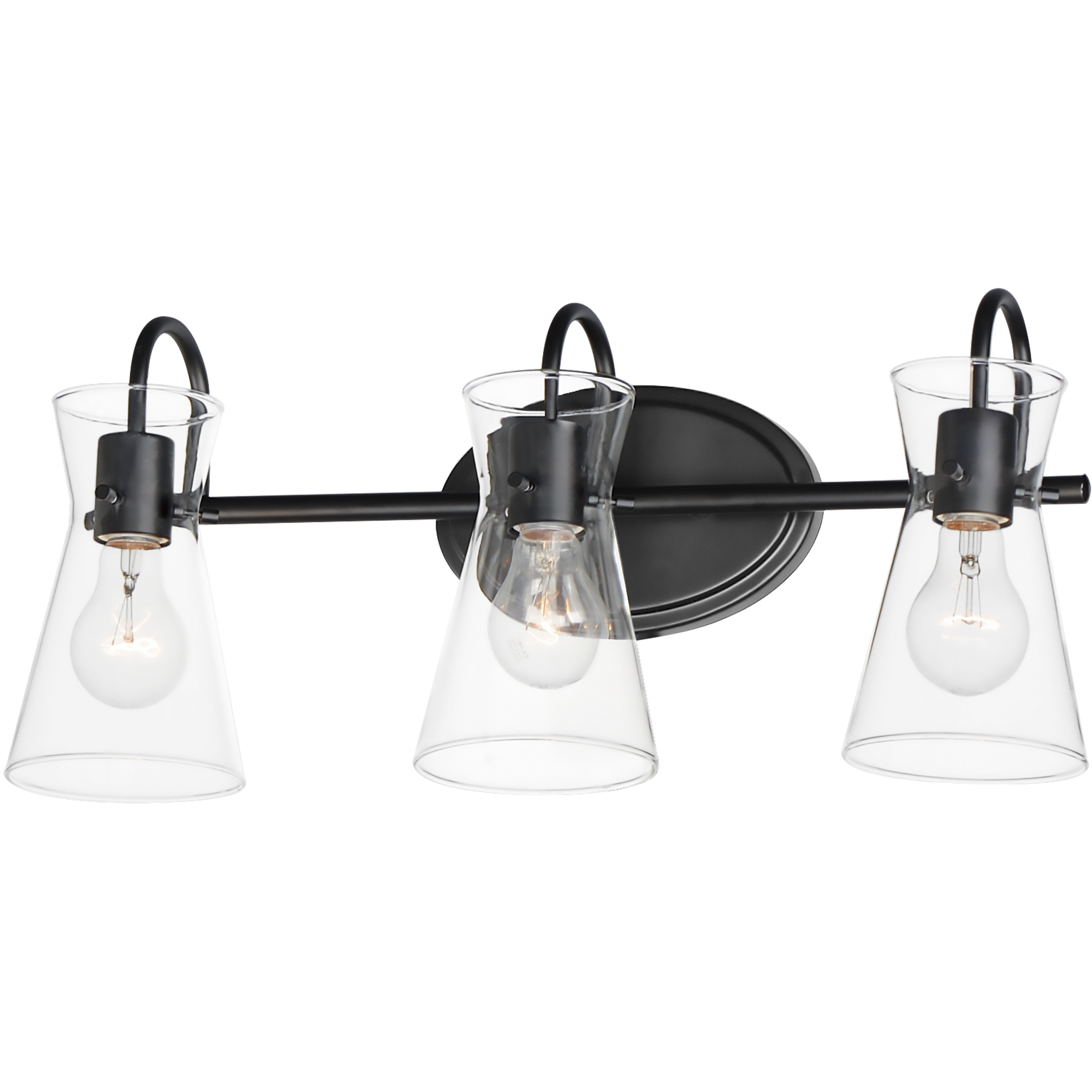 Ava 3 Light 22 inch Black Bath Vanity Wall Light