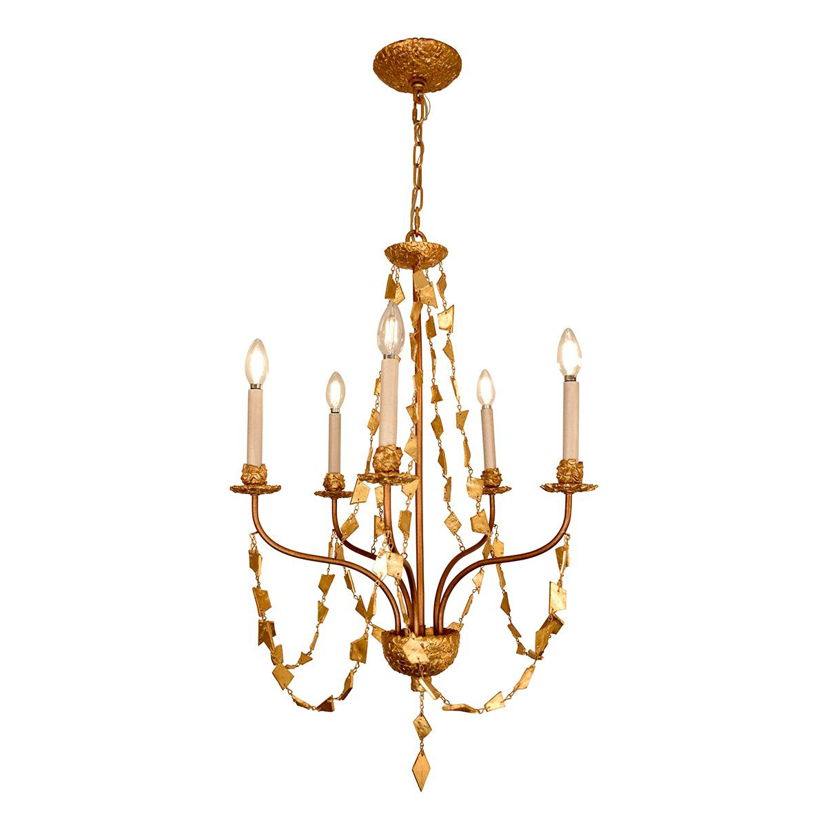 Lucas + McKearn CH1158-5 Mosaic 5 Light 22 inch Antique Gold