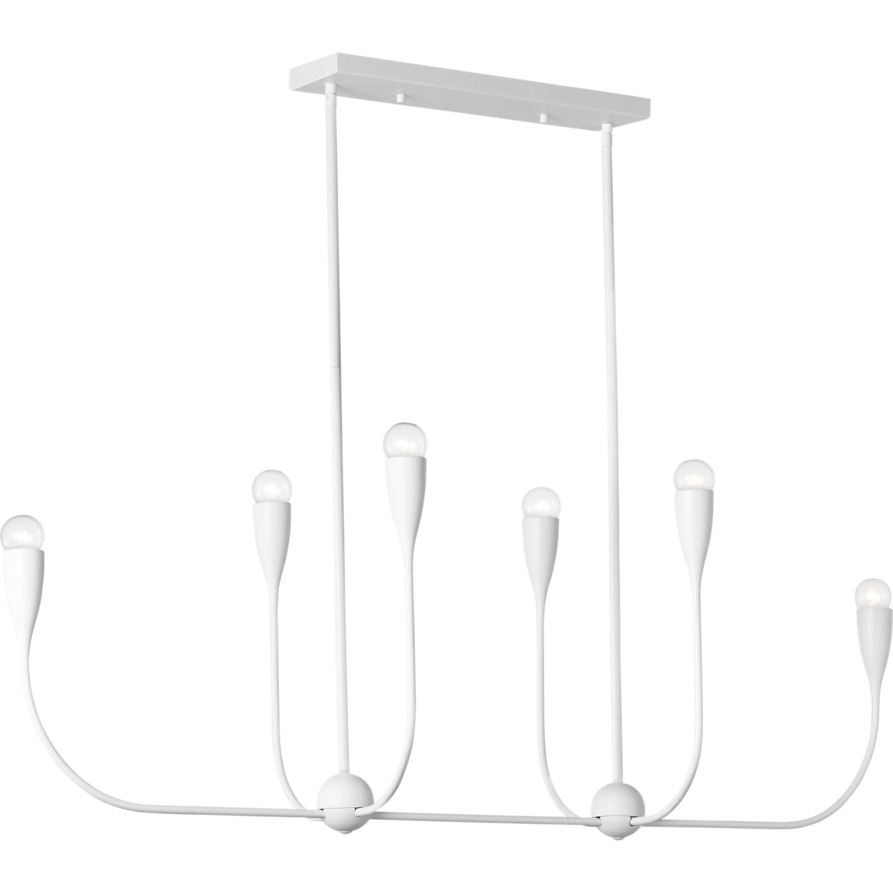 Maya 6 Light 48 inch Matte White Linear Chandelier Ceiling Light