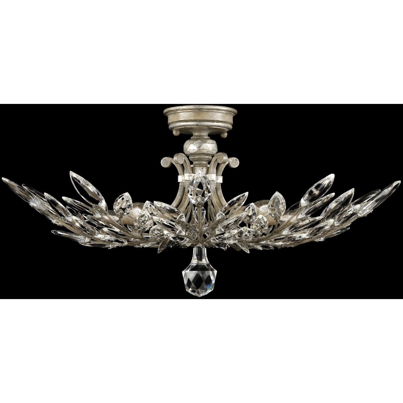 Crystal Laurel 5 Light 28 inch Silver Semi-Flush Mount Ceiling Light