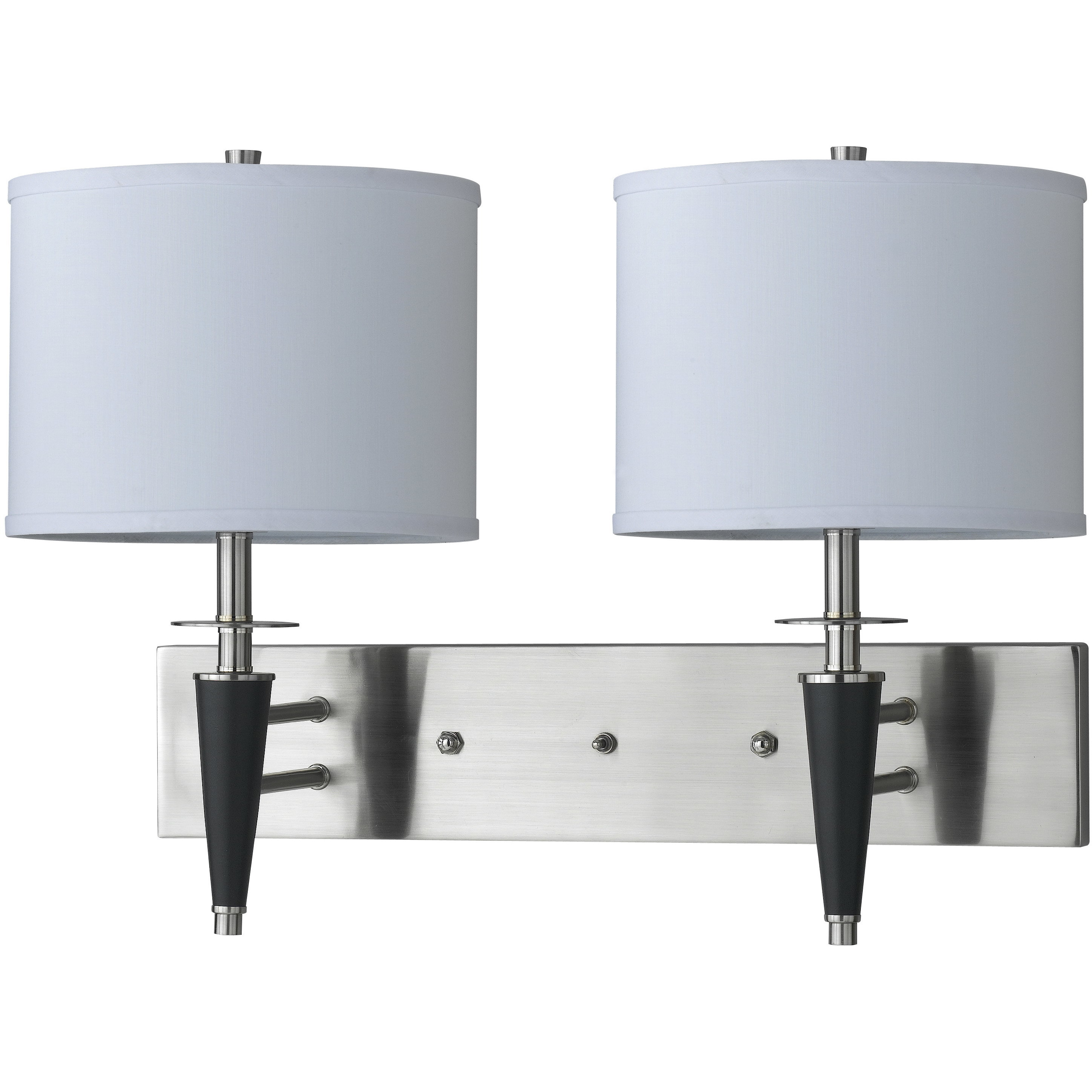 Hotel 2 Light 24 inch Brushed Steel and Black Wall Lamp Wall Light