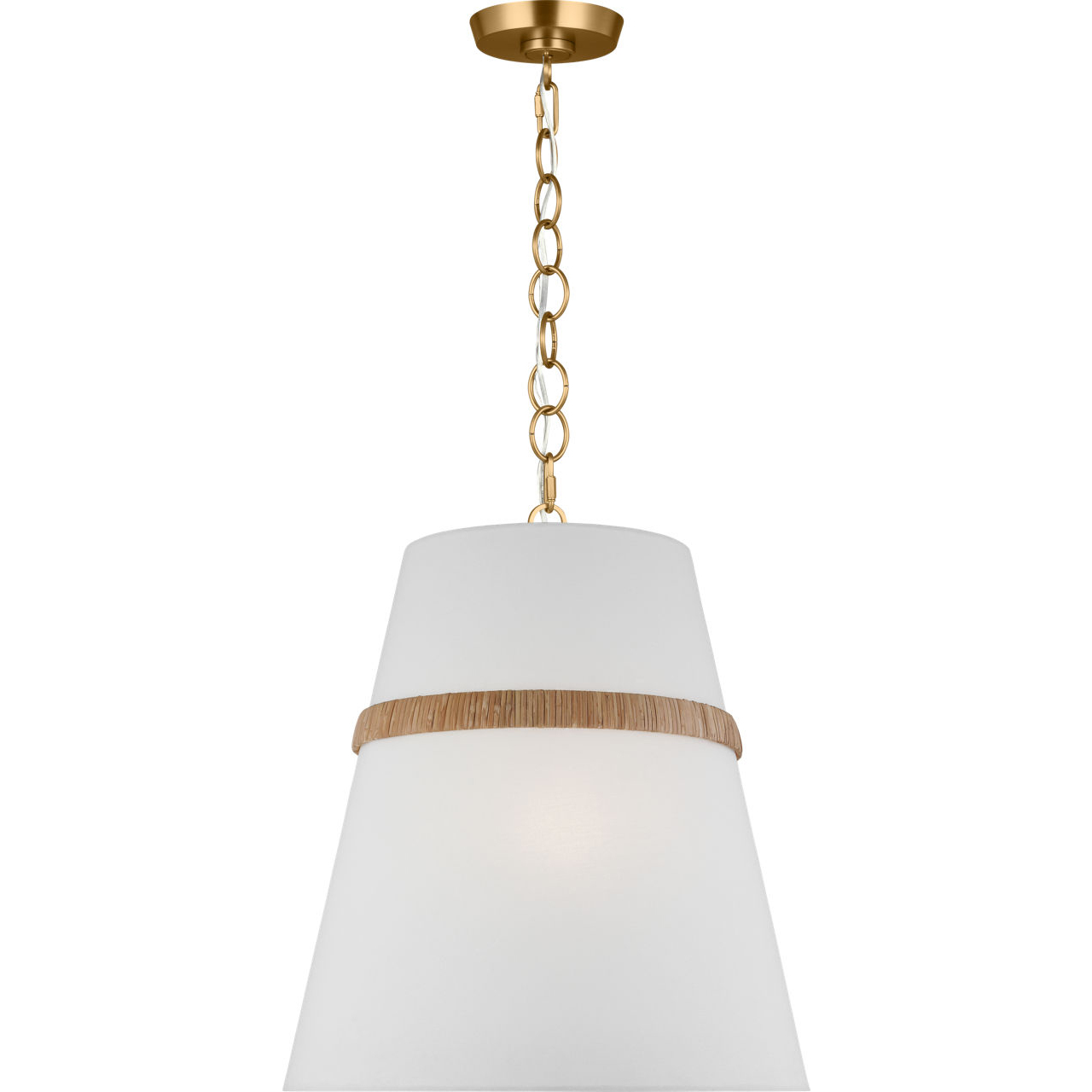 AH by Alexa Hampton Cordtlandt 3 Light 18 inch Burnished Brass with Rattan Pendant Ceiling Light