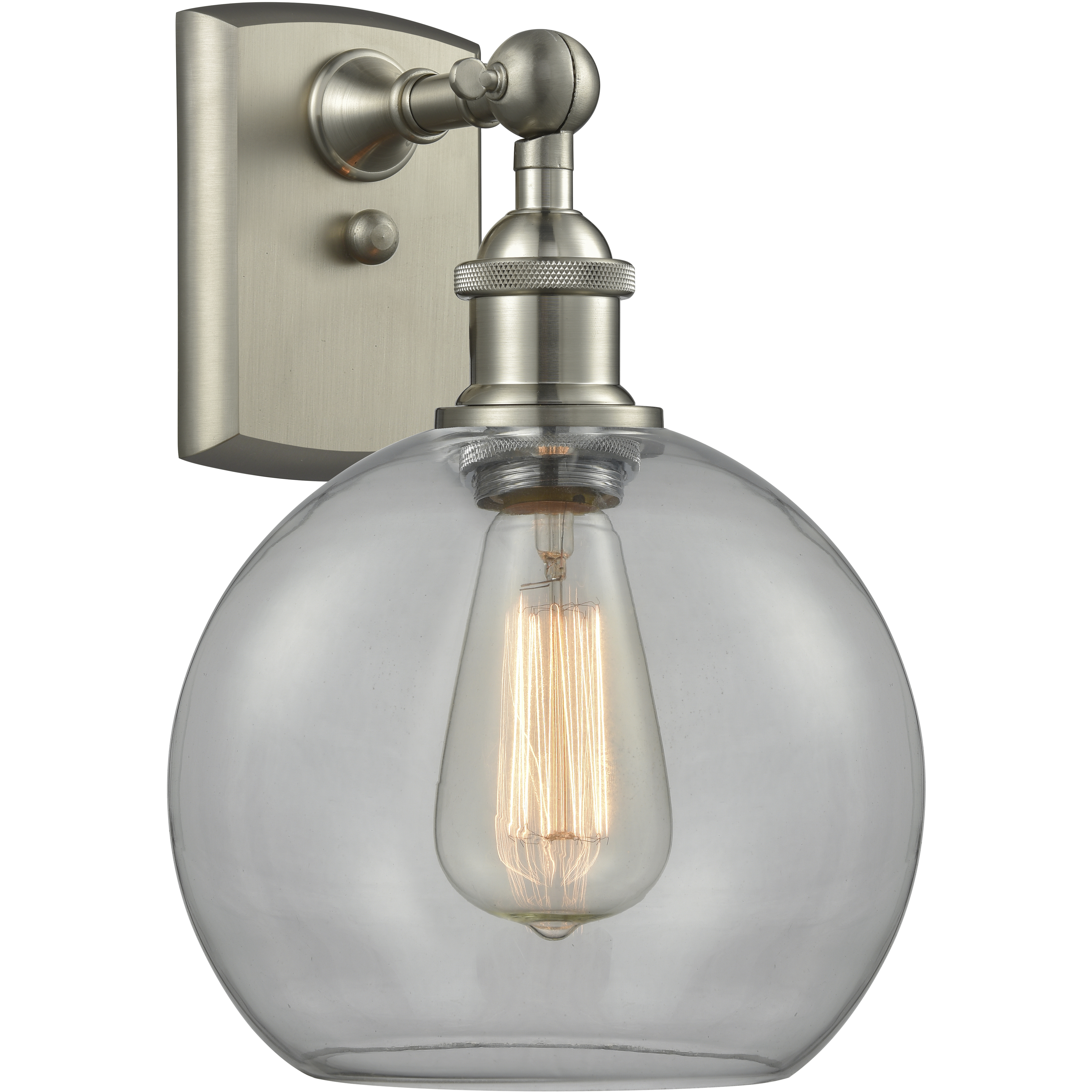 Ballston Athens LED 8 inch Brushed Satin Nickel Sconce Wall Light in Clear Glass, Ballston