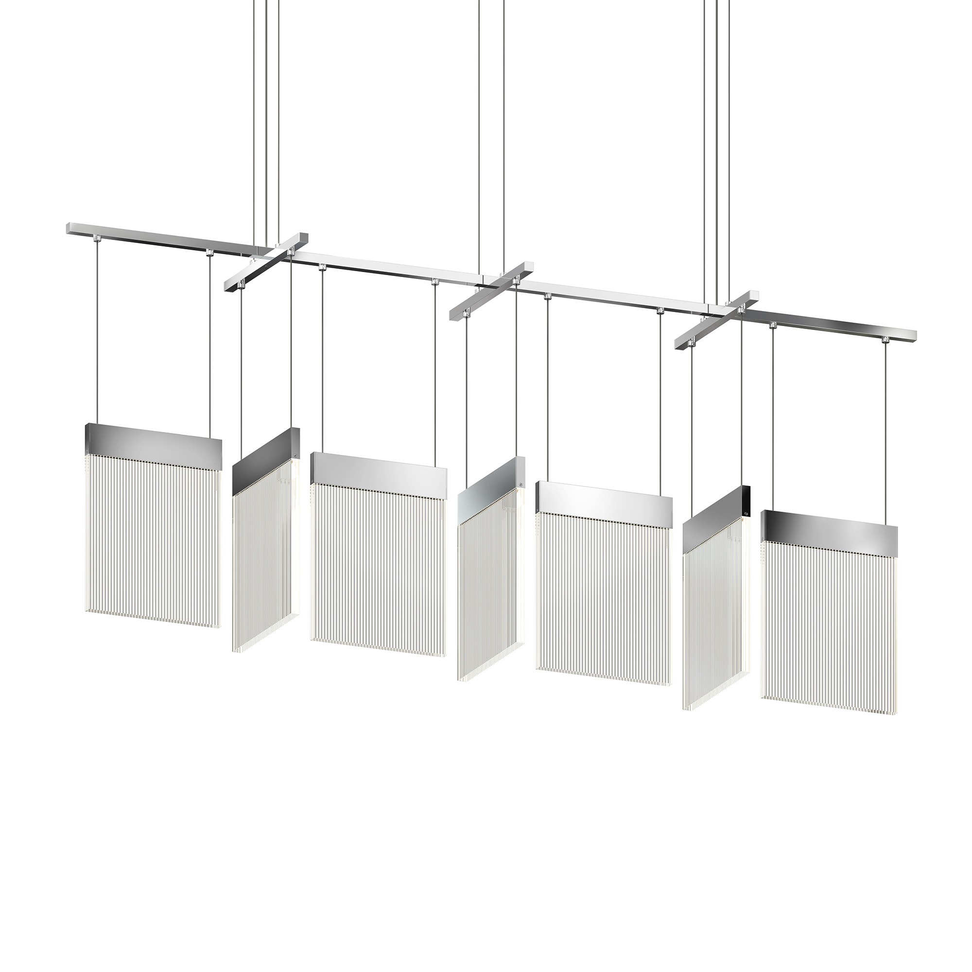 V Panels 7 Light 56 inch Polished Chrome Pendant Ceiling Light