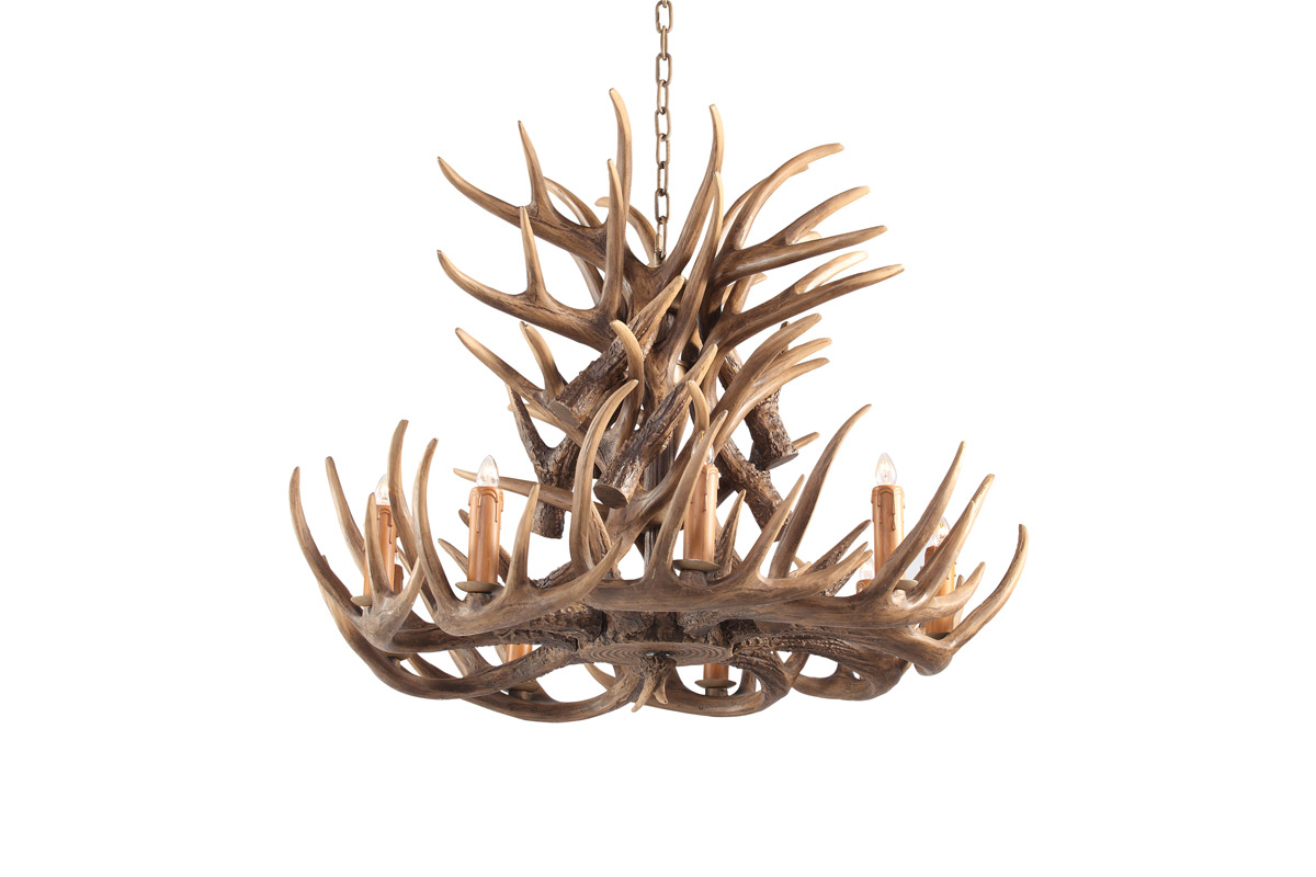 Il Series 9 Light 32.6 inch Brown Antler Chandelier Ceiling Light