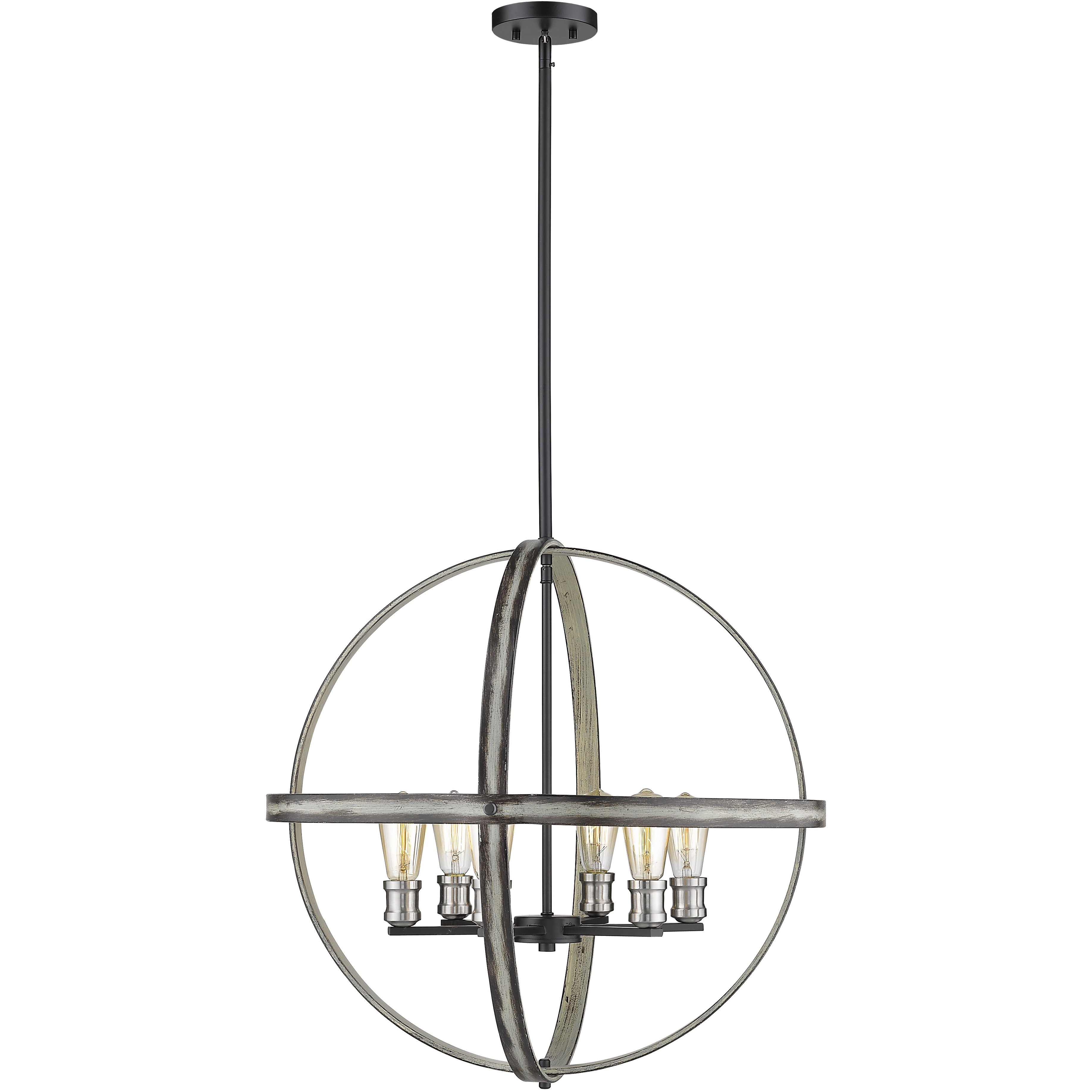 Kirkland 6 Light 26 inch Ashen Barnboard Chandelier Ceiling Light