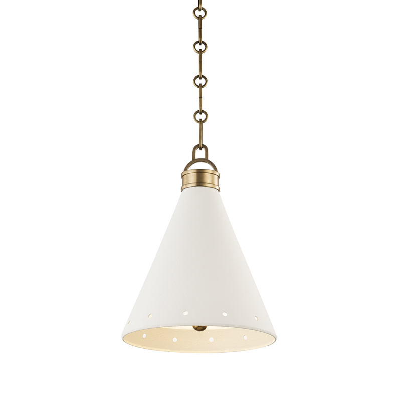 Plaster No.1 1 Light 10 inch Aged Brass/White Plaster Pendant Ceiling Light