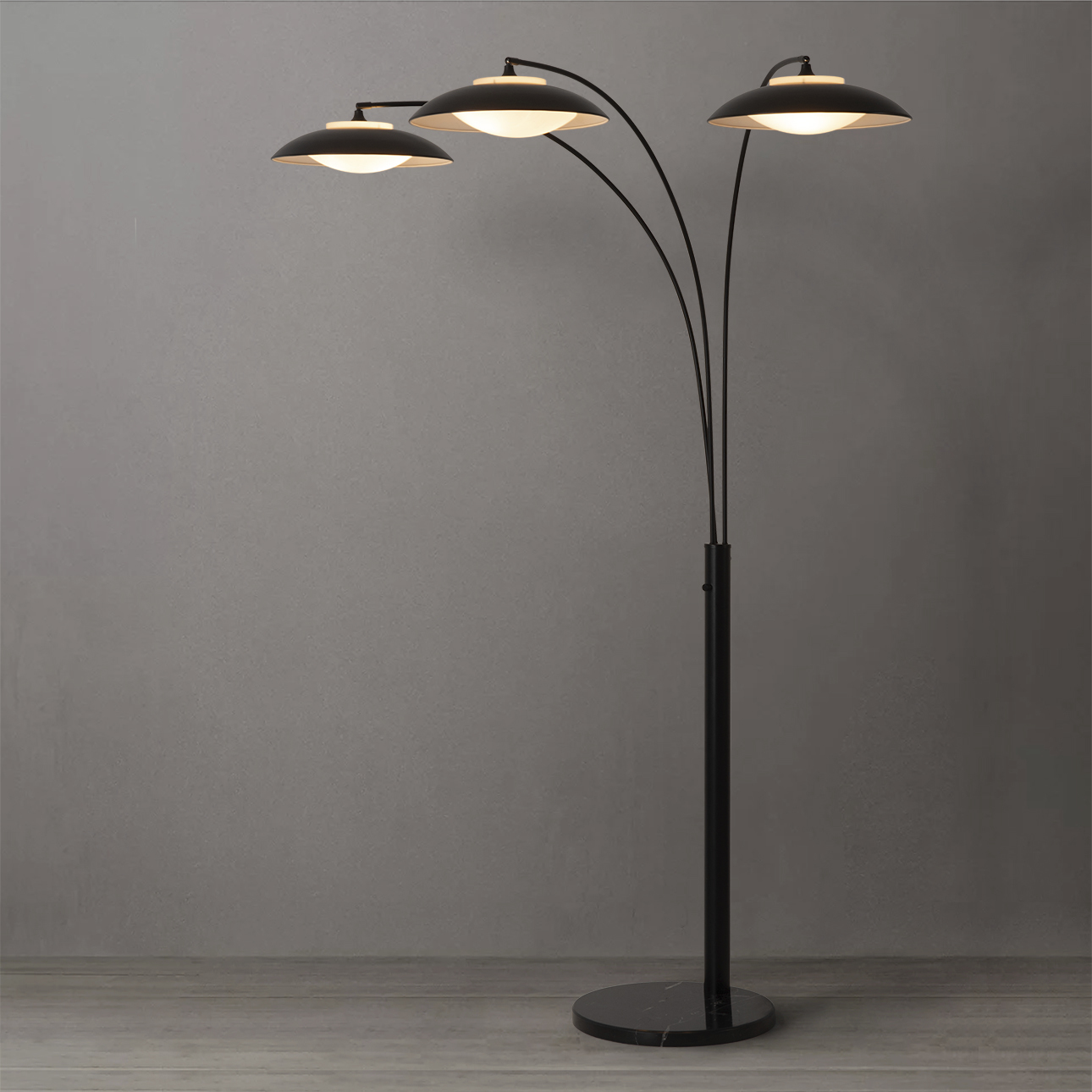Saucer 86 inch 8.5 watt Matte Black Arc Floor Lamp Portable Light