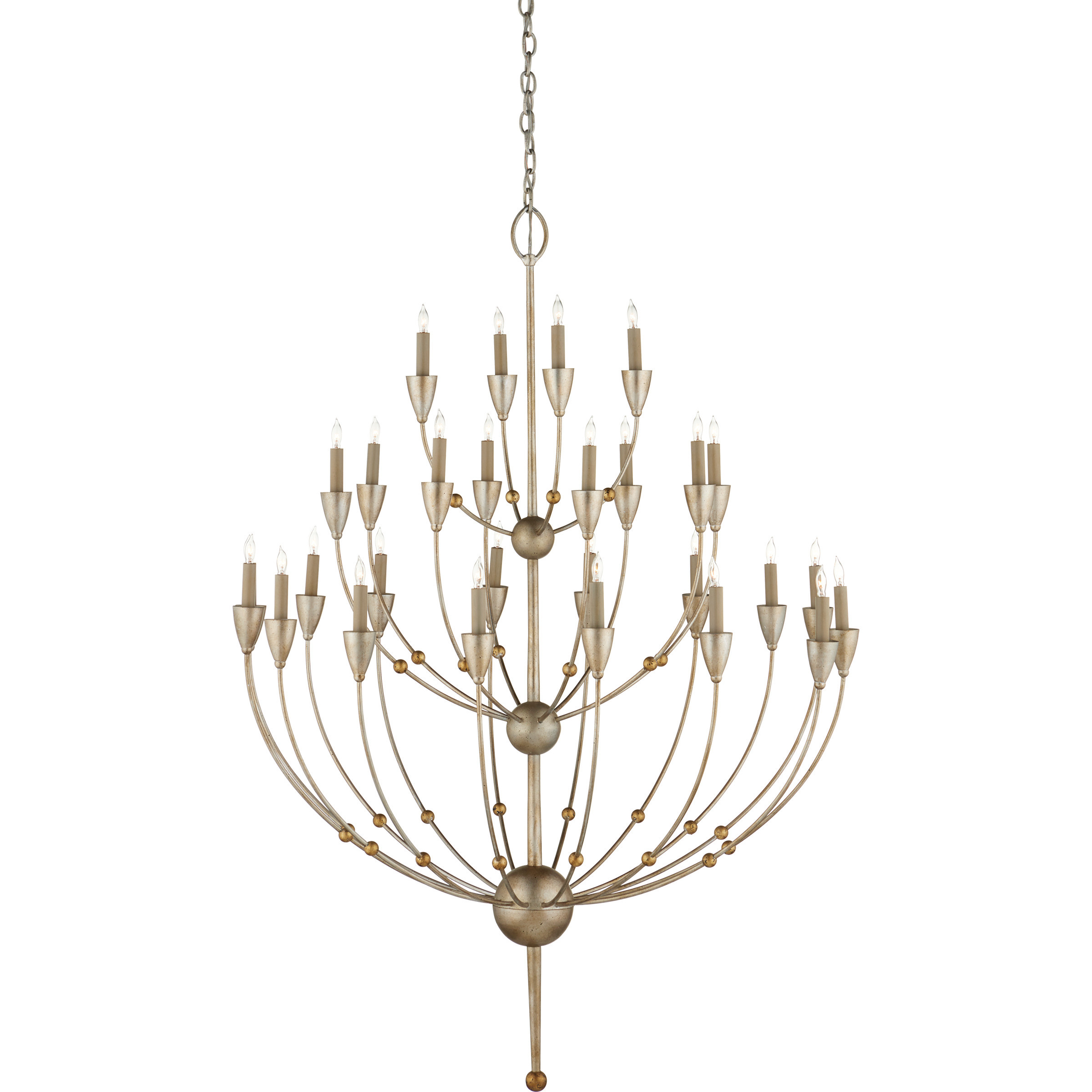 Paradox 28 Light 42 inch Silver Granello and Gold Leaf Chandelier Ceiling Light