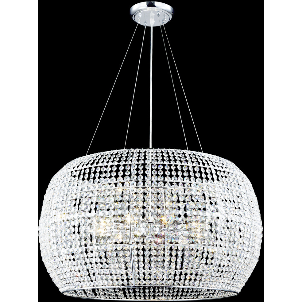 Contemporary 9 Light 27 inch Silver Chandelier Ceiling Light