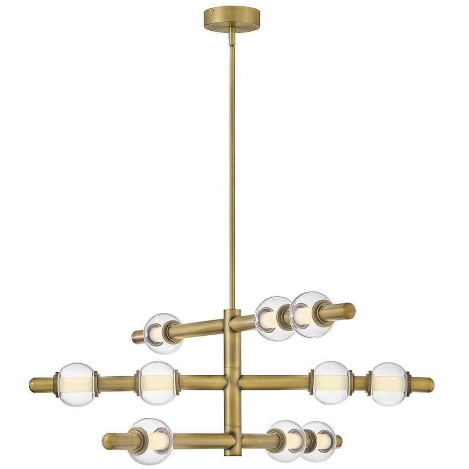 Saxon LED 36 inch Lacquered Brass Chandelier Ceiling Light