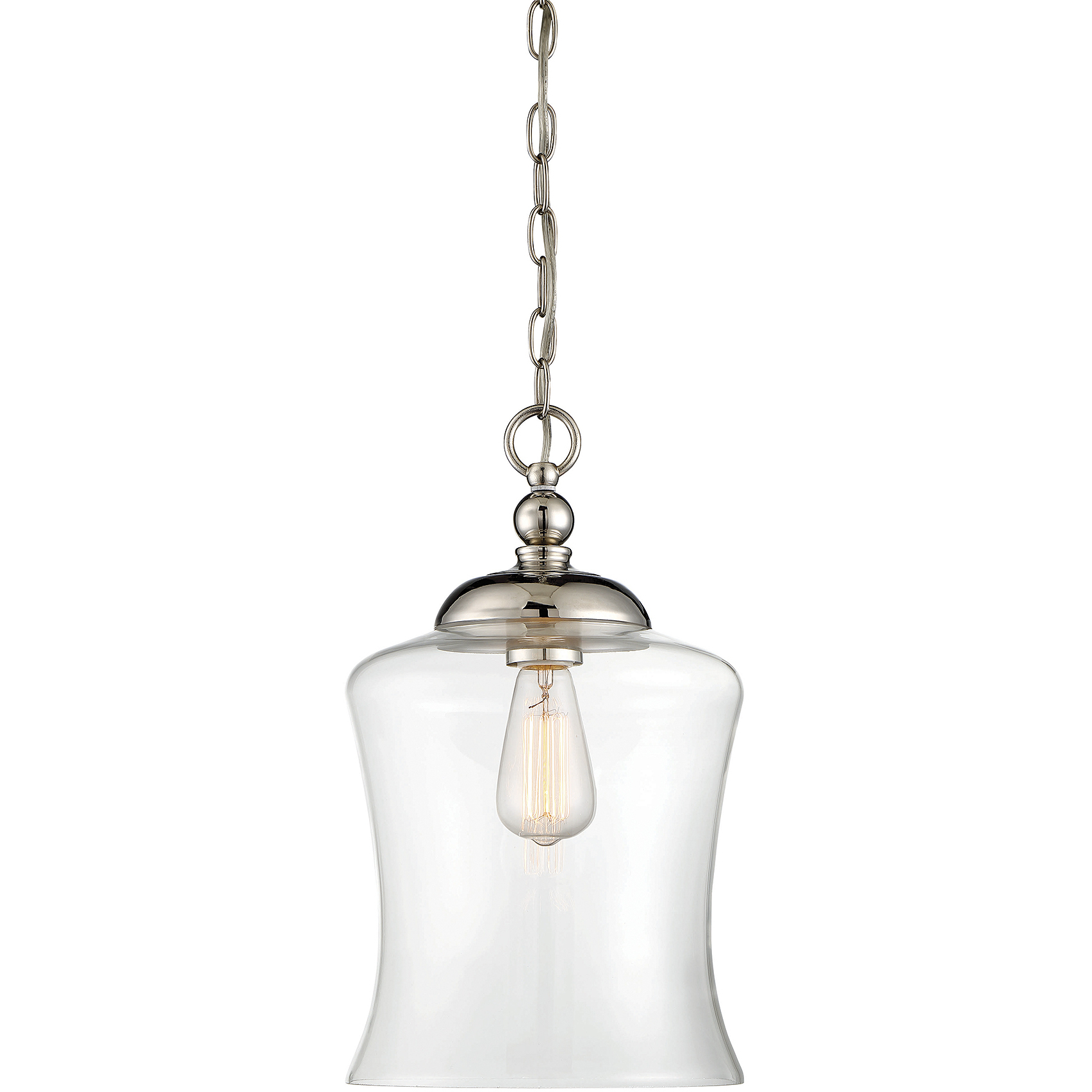 Modern 1 Light 9.75 inch Polished Nickel Mini-Pendant Ceiling Light