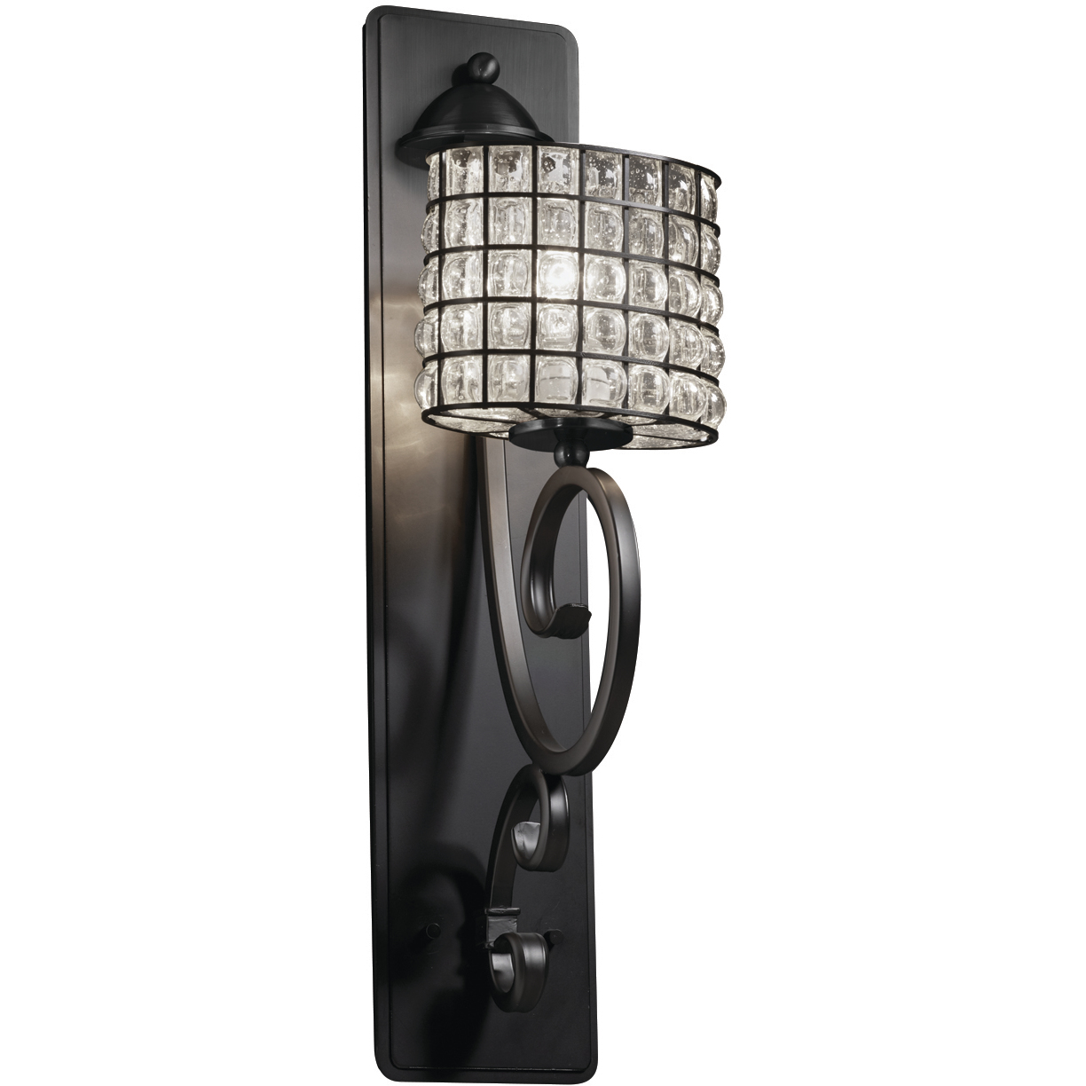 Victoria 1 Light 6.5 inch Dark Bronze Wall Sconce Wall Light in Grid with Clear Bubbles, Oval, Incandescent