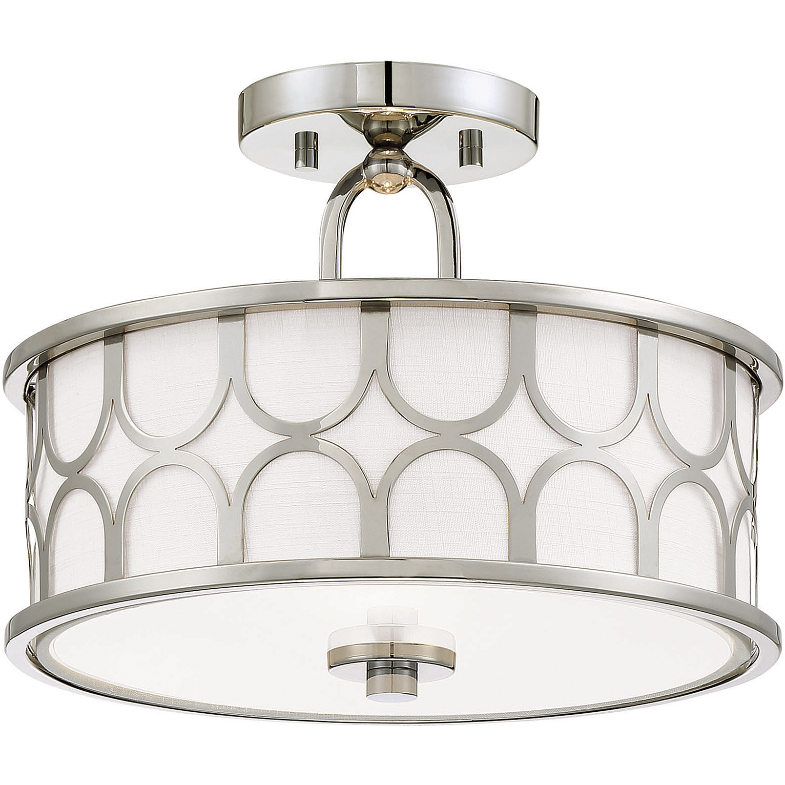 Mid-Century Modern 2 Light 13 inch Polished Nickel Semi-Flush Ceiling Light
