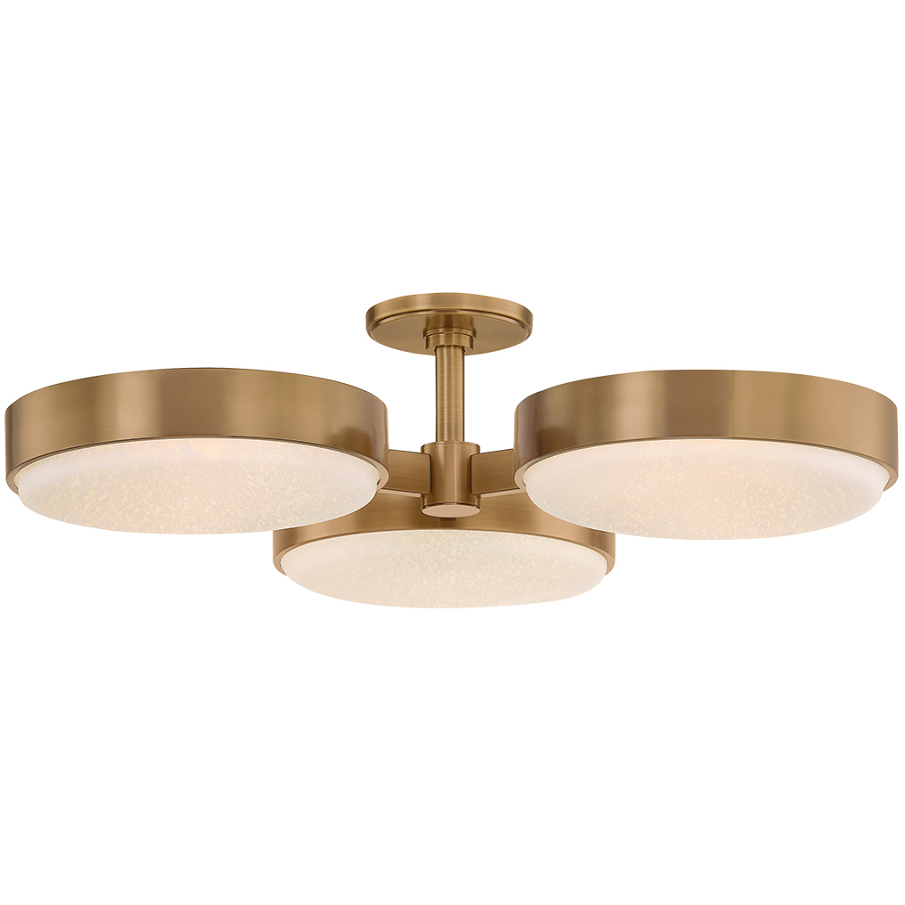 Rory 3 Light 30 inch Patina Brass Semi Flush Ceiling Light