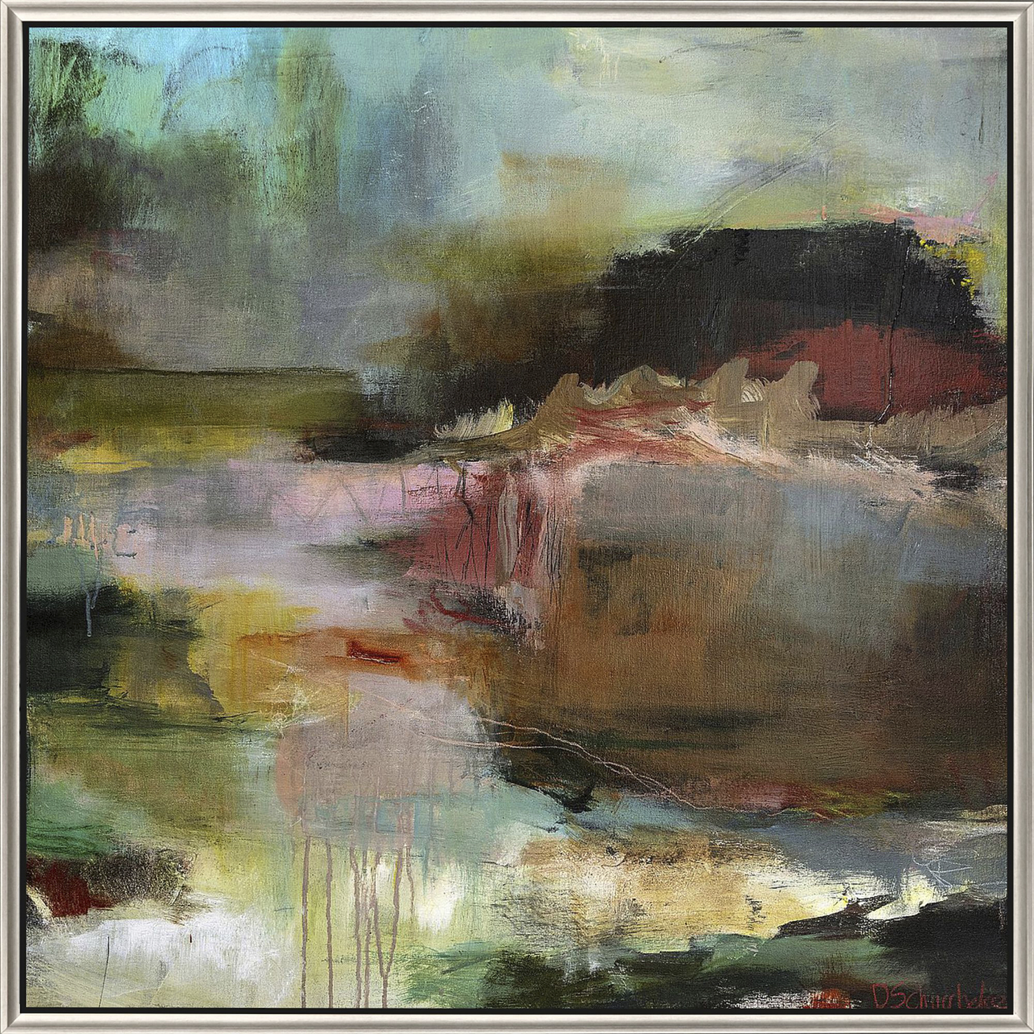 Overflow Blue and Green and Pink and Red Canvas