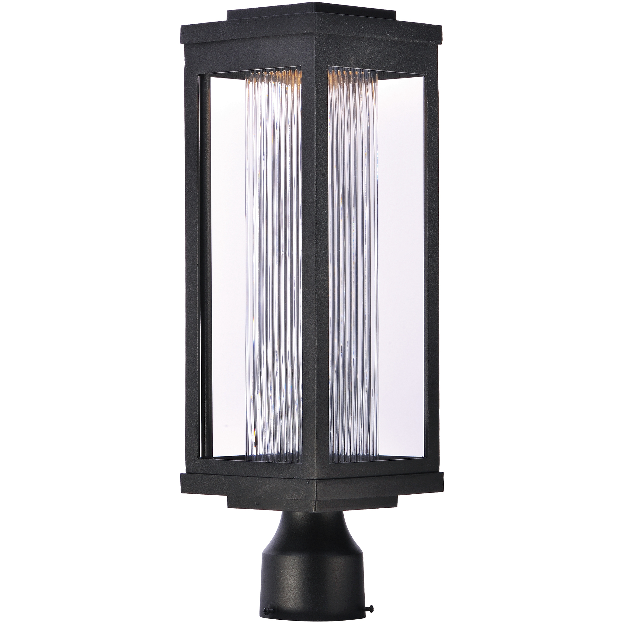 Salon LED 19.5 inch Black Outdoor Pole/Post Mount in Clear Ribbed