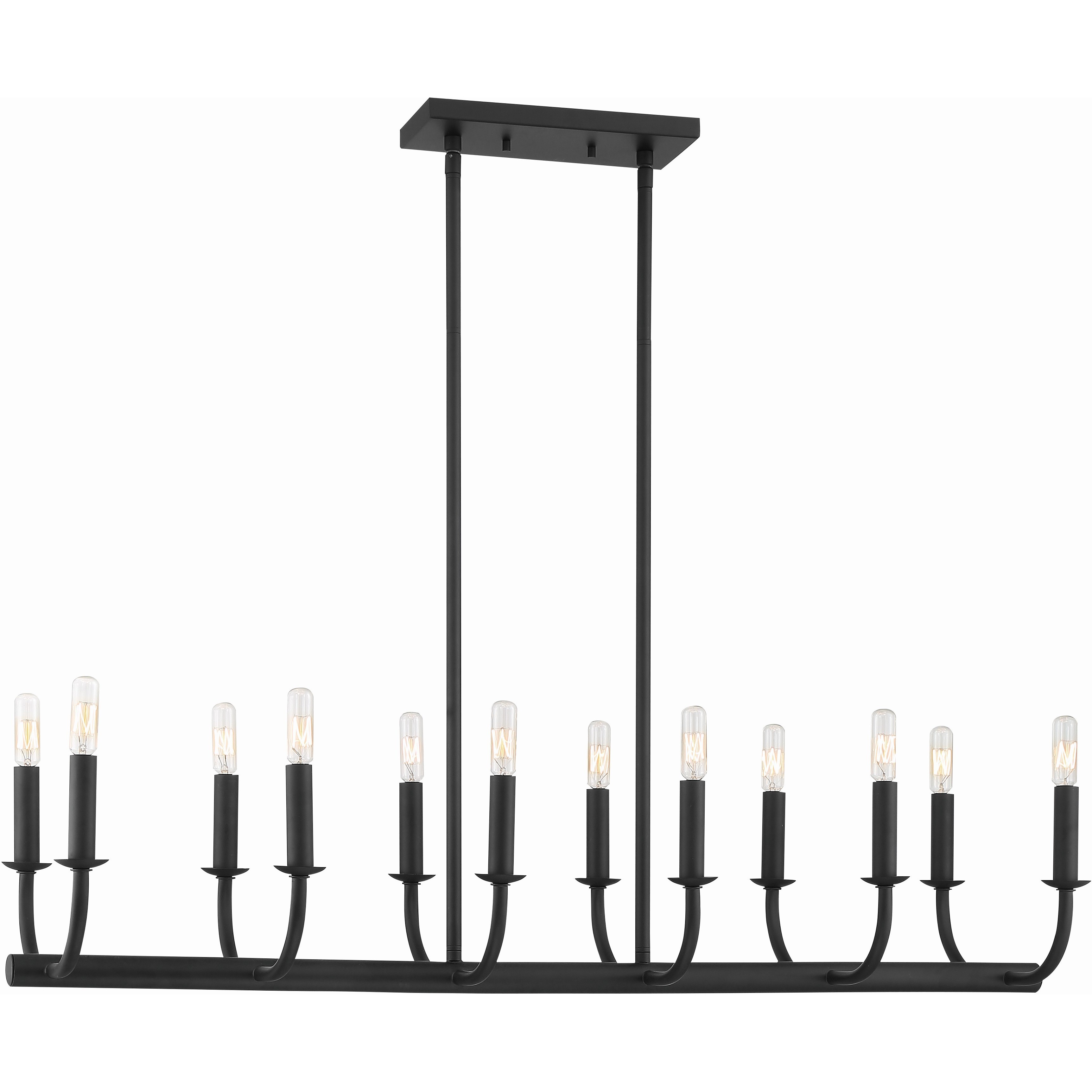 Bailey 12 Light 42 inch Matte Black Linear Chandelier Ceiling Light
