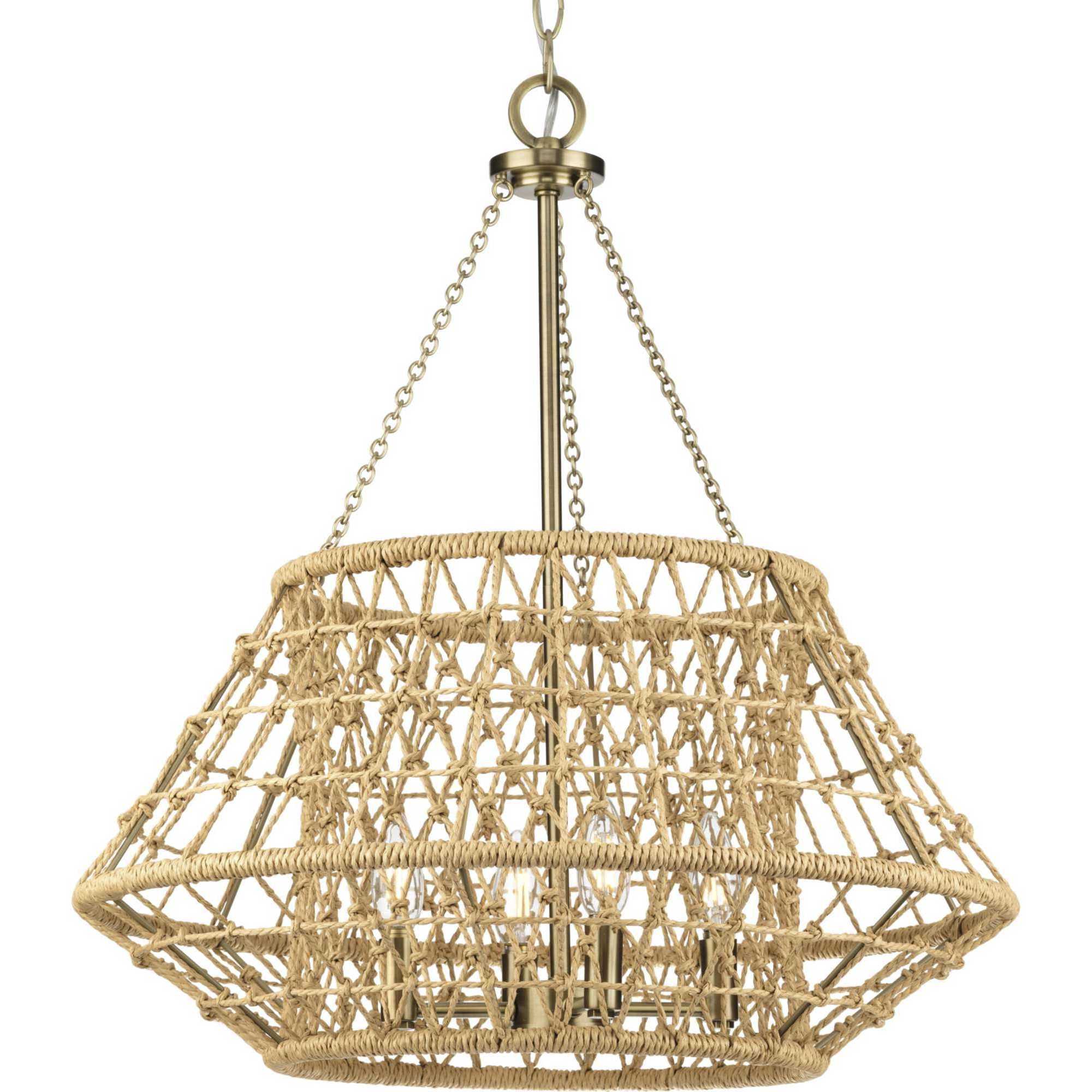Laila 4 Light 22.37 inch Vintage Brass Chandelier Ceiling Light, Design Series