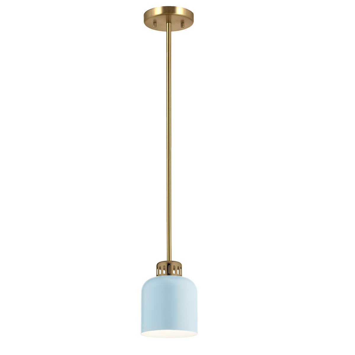 York 1 Light 6.5 inch Painted Natural Brass and Pale Blue Pendant Ceiling Light