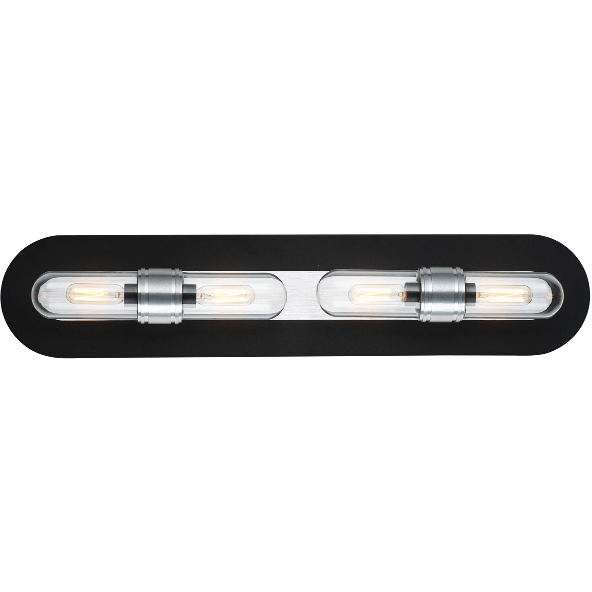 Dual 4 Light 28.5 inch Black/Brushed Aluminum Bath Vanity Wall Light