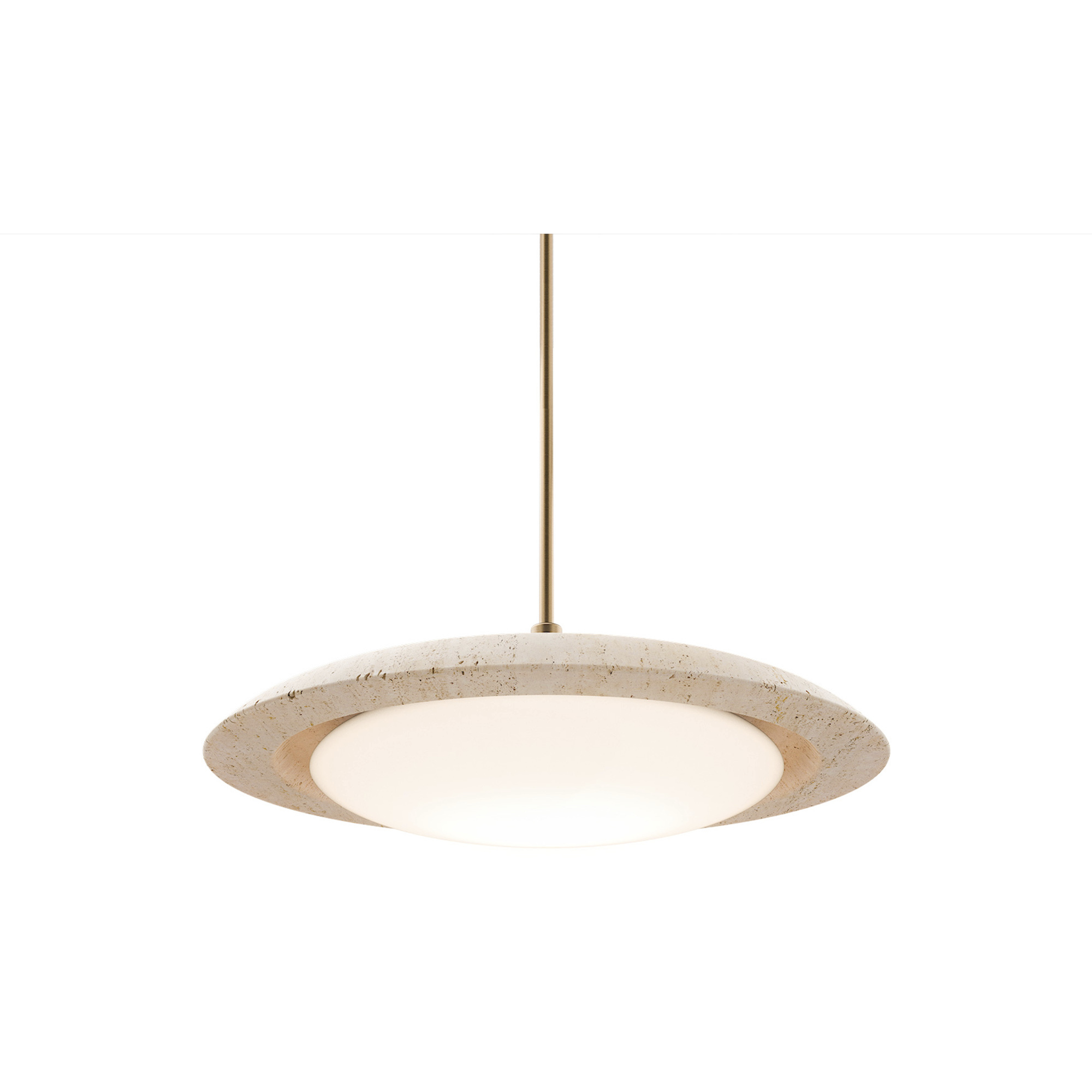 Saturno LED 19.75 inch Beige Travertine and Aged Brass Pendant Ceiling Light