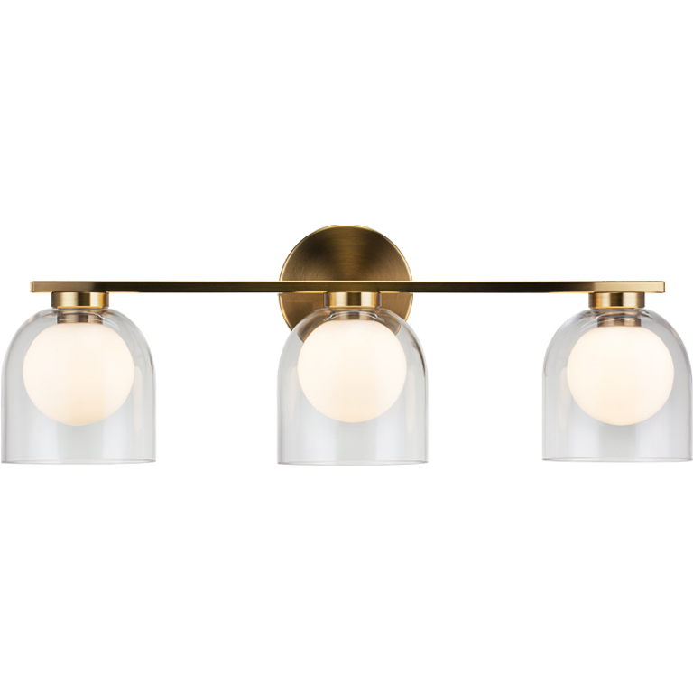 Derbishone 3 Light 22.75 inch Aged Gold Brass Wall Sconce Wall Light in Aged Gold Brass and Clear