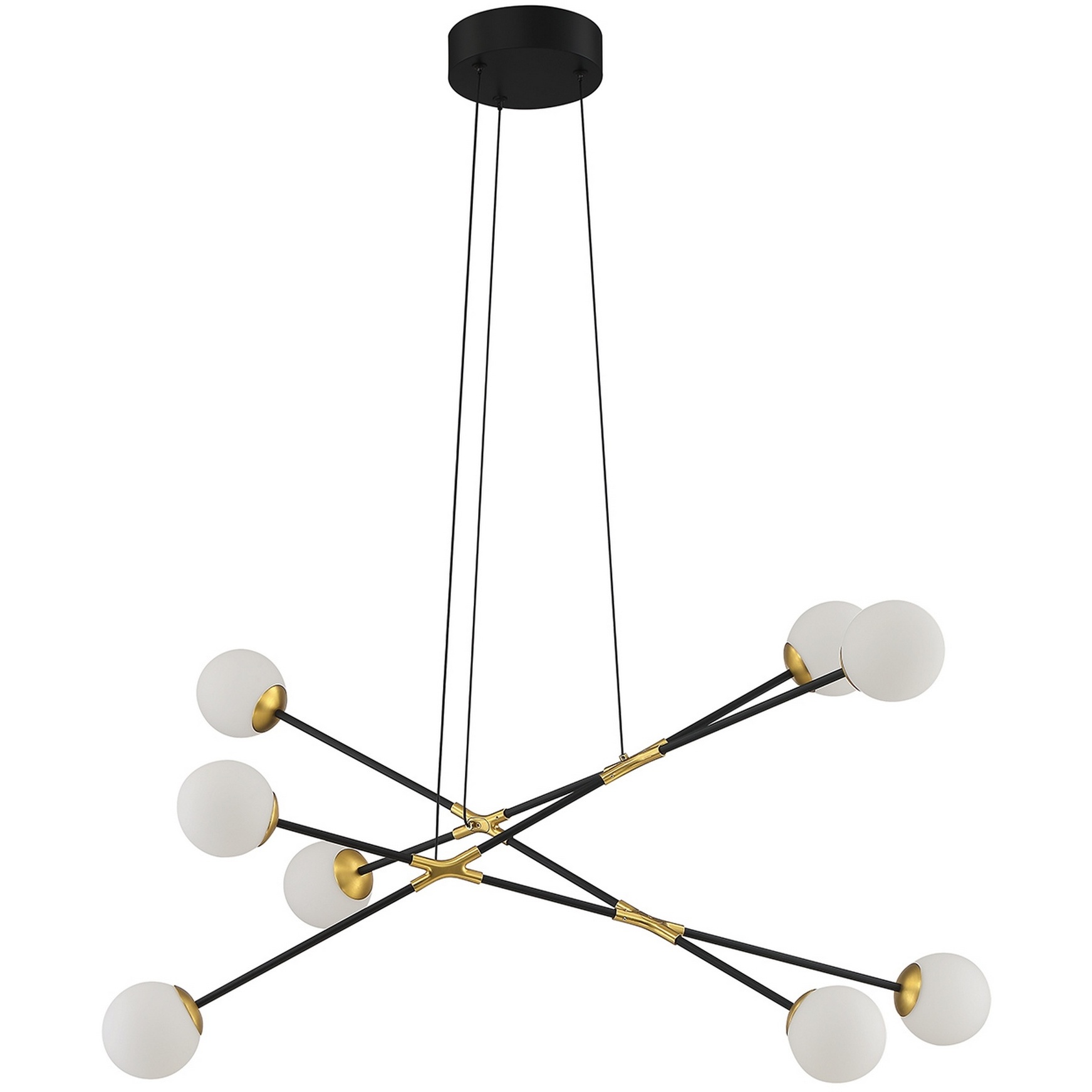 Calipso LED 33.7 inch Black and Brass Pendant Ceiling Light in 8