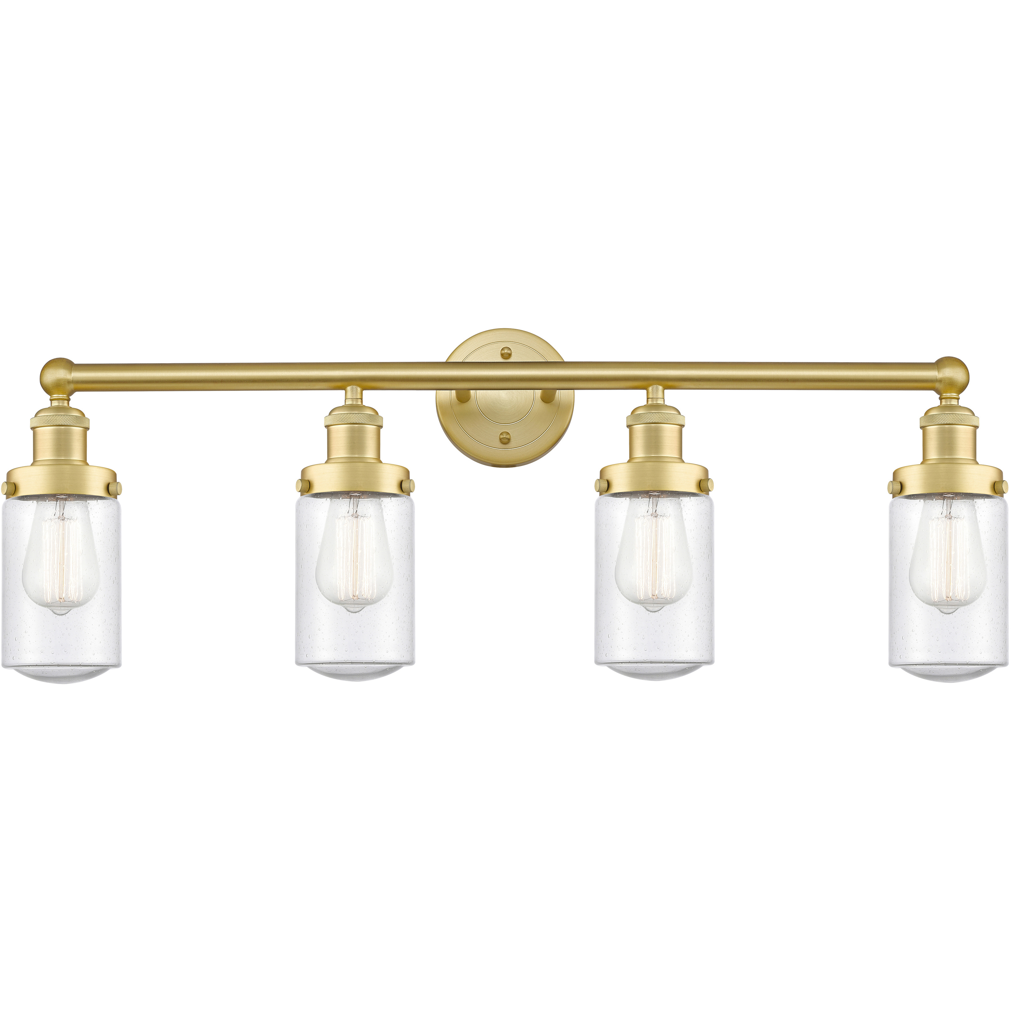 Dover 4 Light 33.5 inch Satin Gold Bath Vanity Light Wall Light in Seedy Glass