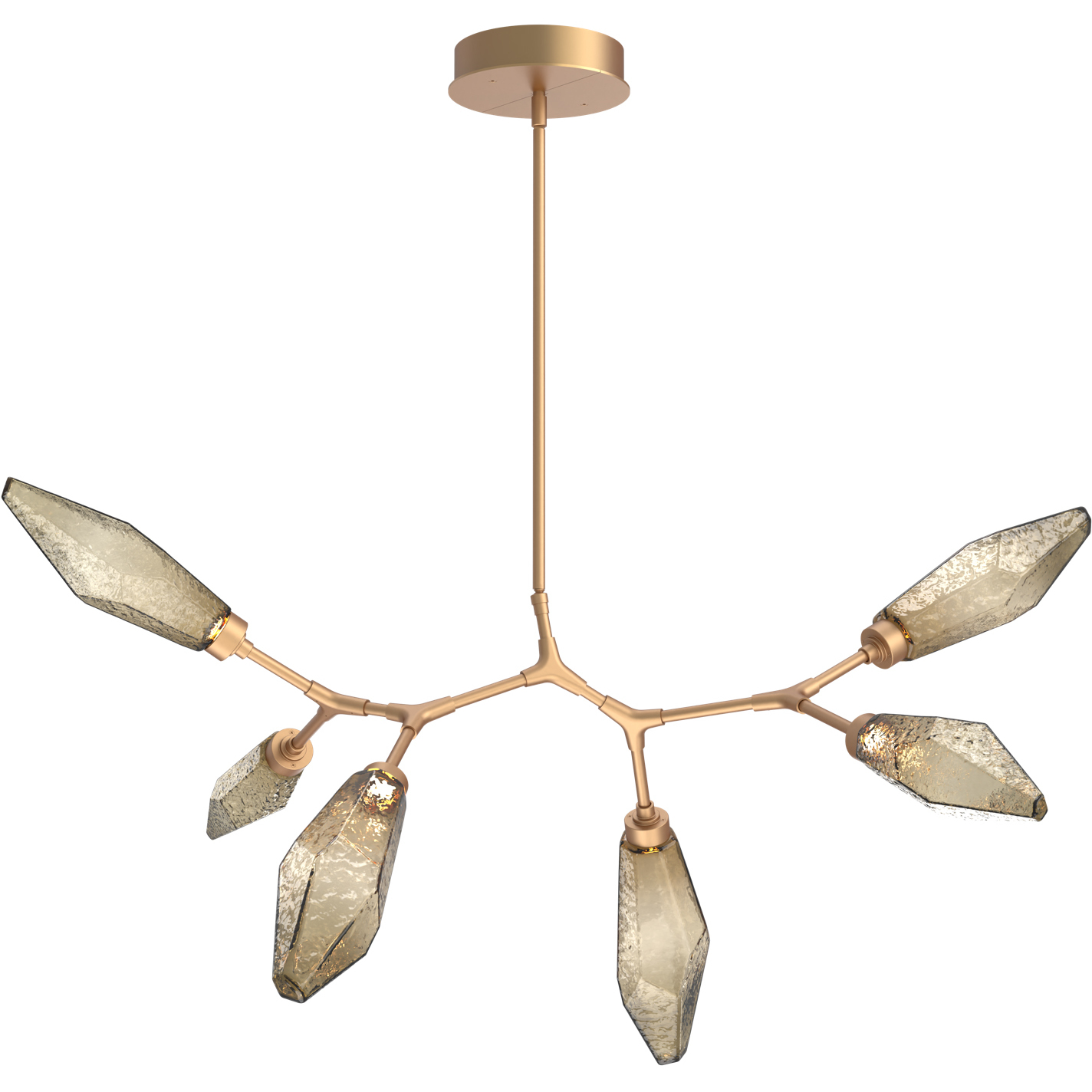 Rock Crystal LED 43.6 inch Novel Brass Linear Pendant Ceiling Light in 3000K LED, Chilled Bronze, Modern Branch
