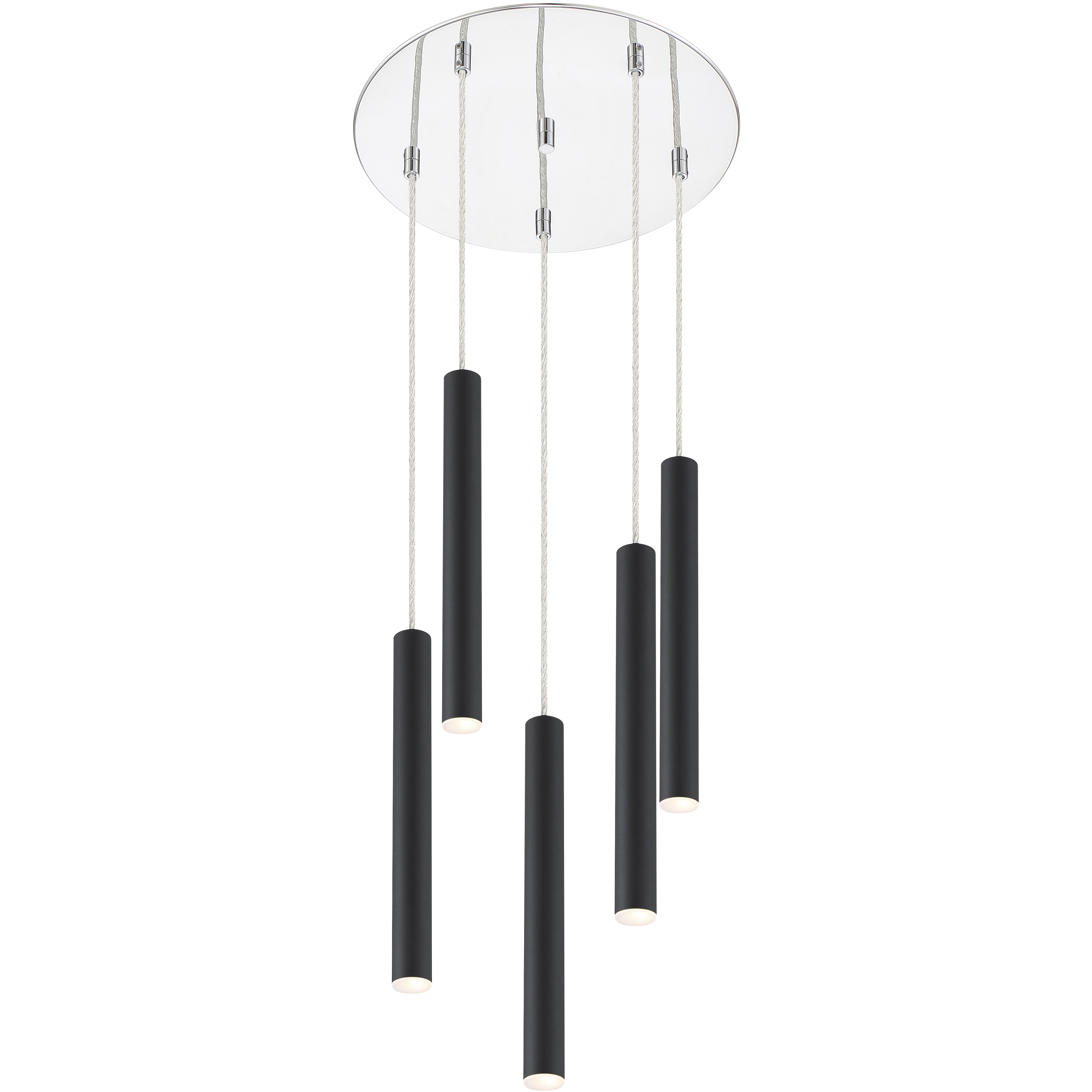 Forest LED 13.5 inch Chrome Chandelier Ceiling Light in Matte Black Steel