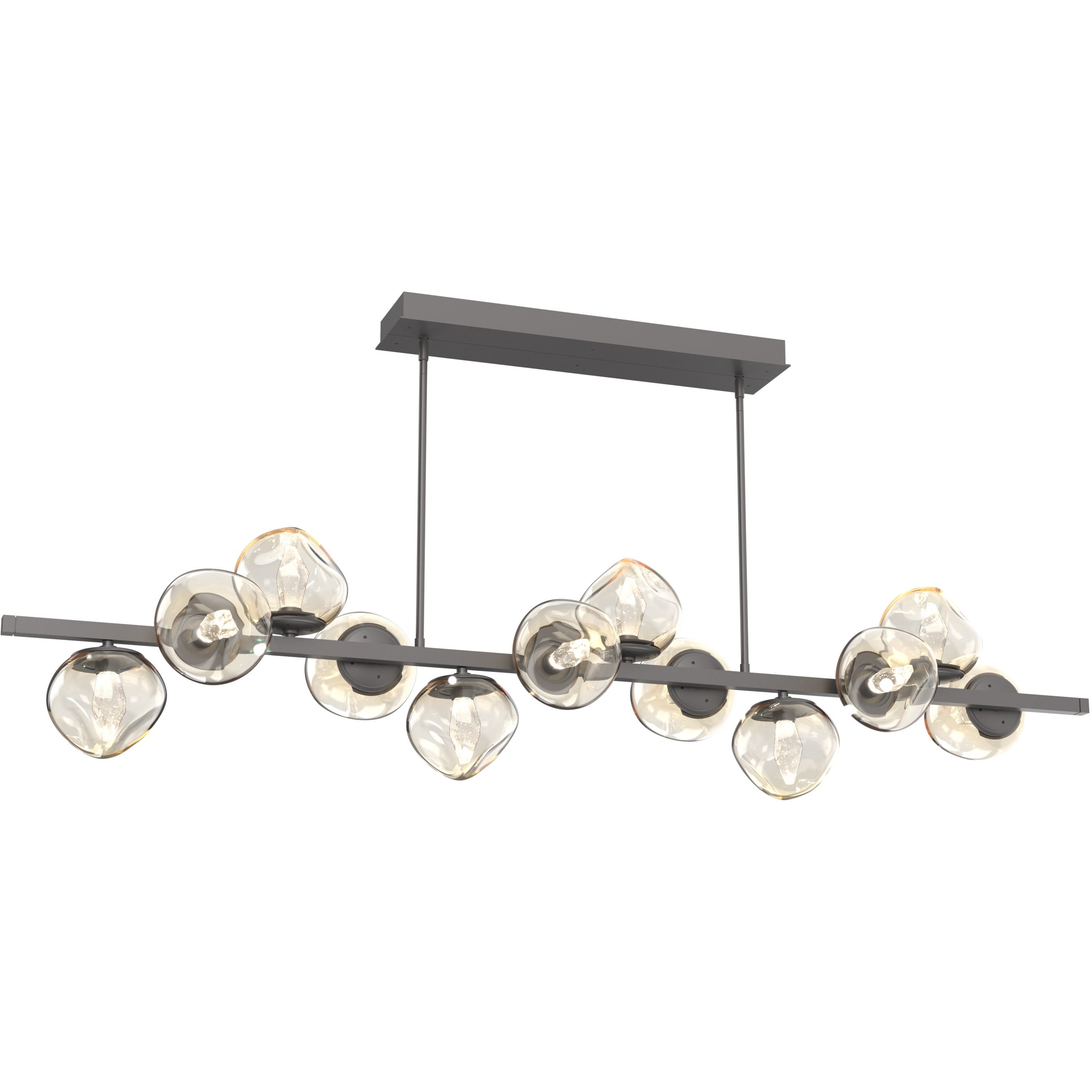 Luna LED 72 inch Graphite Chandelier Ceiling Light in 2700K LED, Geo Inner - Amber Outer, Twisted Branch